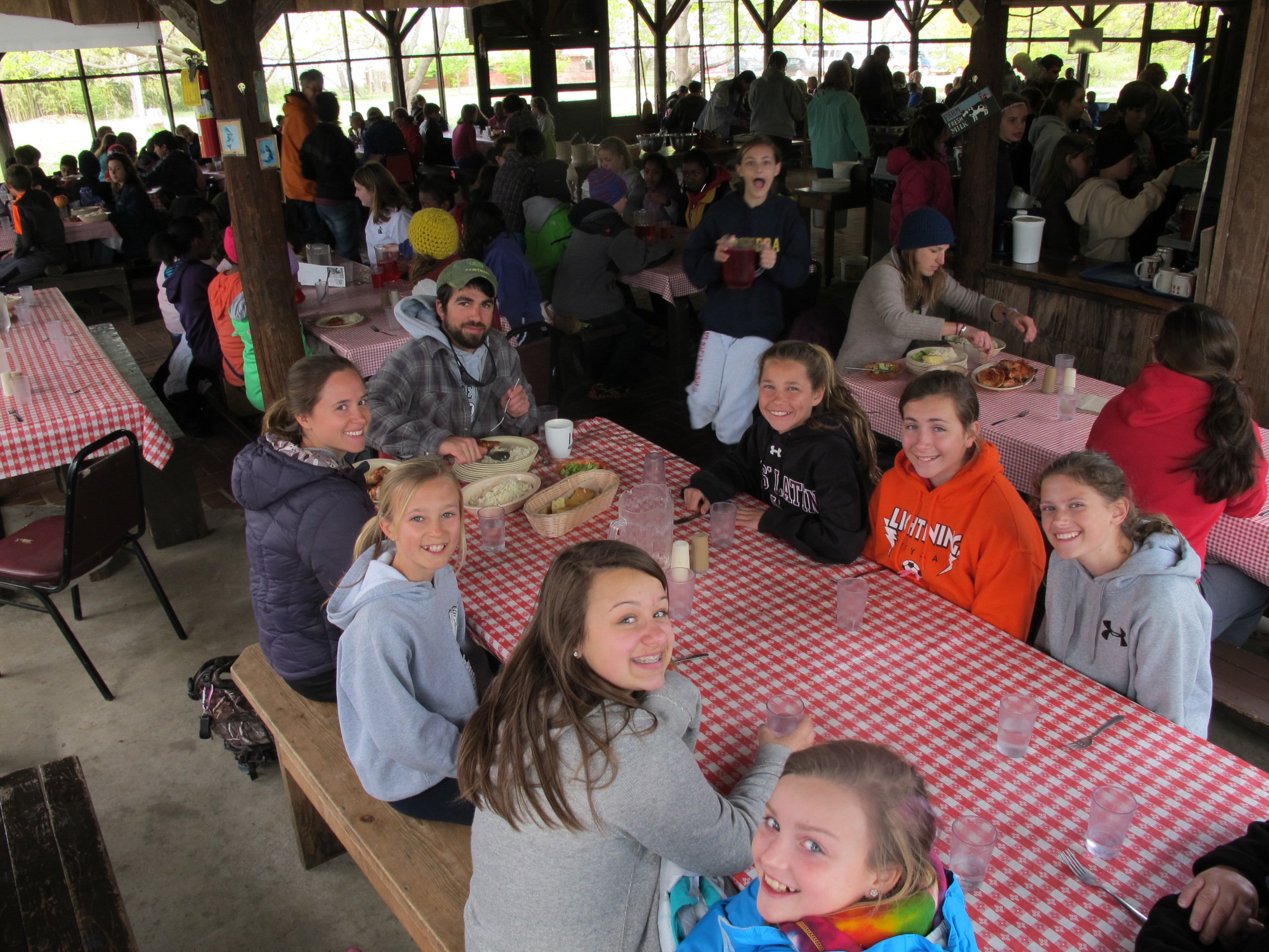 Mealtimes are enjoyed in our outdoor dining hall