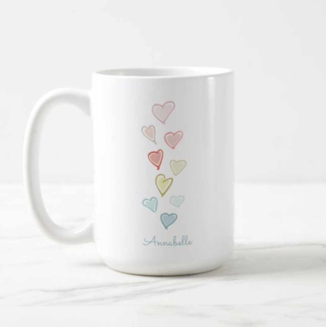 Sweetheart Colorful Hearts Mug by Jackie Mangiolino
