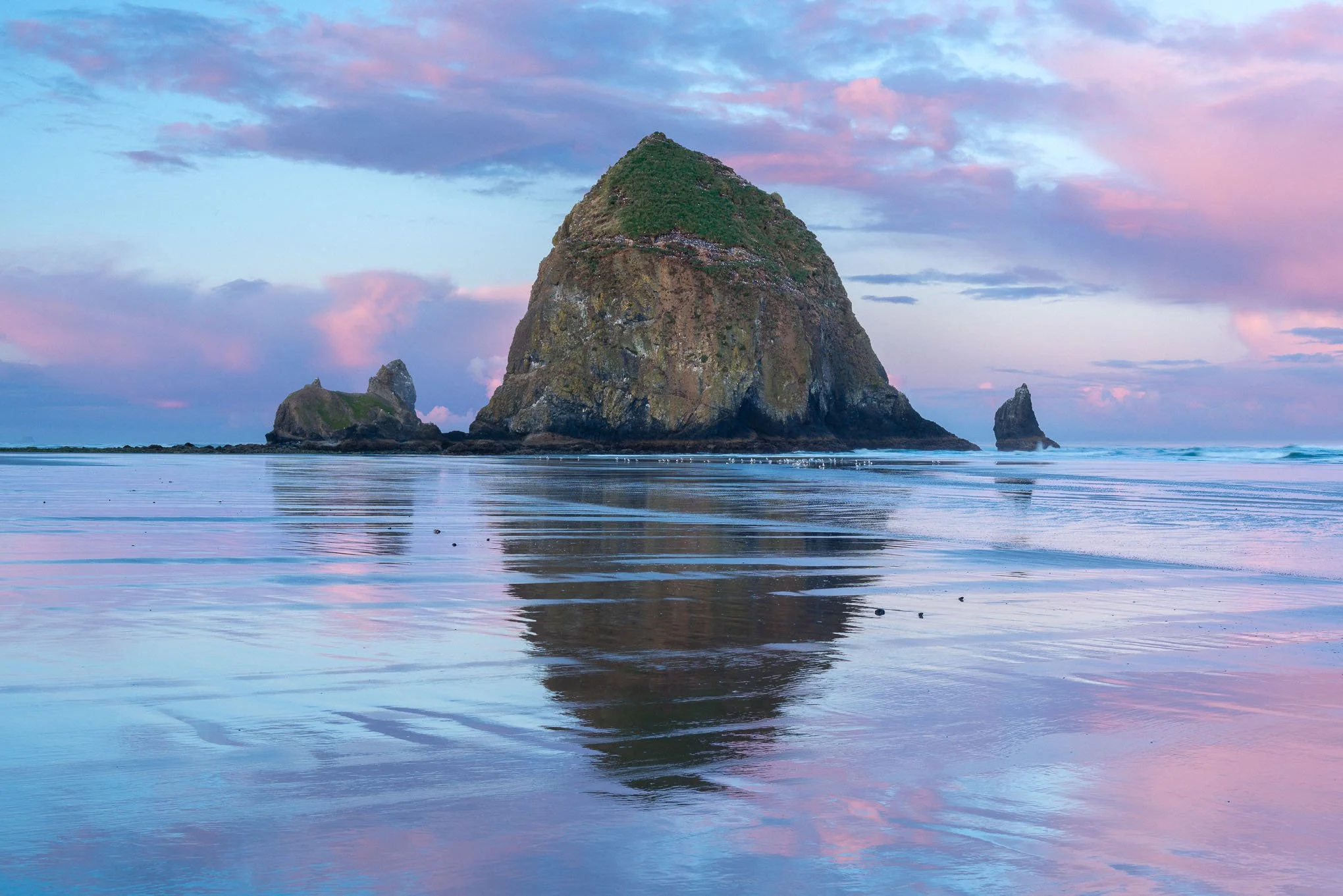 reflections-2-blue-hour-purple-clouds-haystack-rock-low-tide-cannon-beach-oregon-landscape-photography-brendan-alex-phoenix.jpg