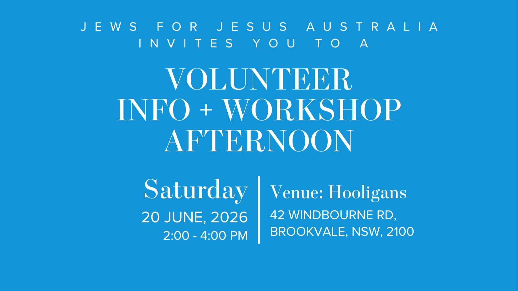 Volunteer Info + Workshop Afternoon
