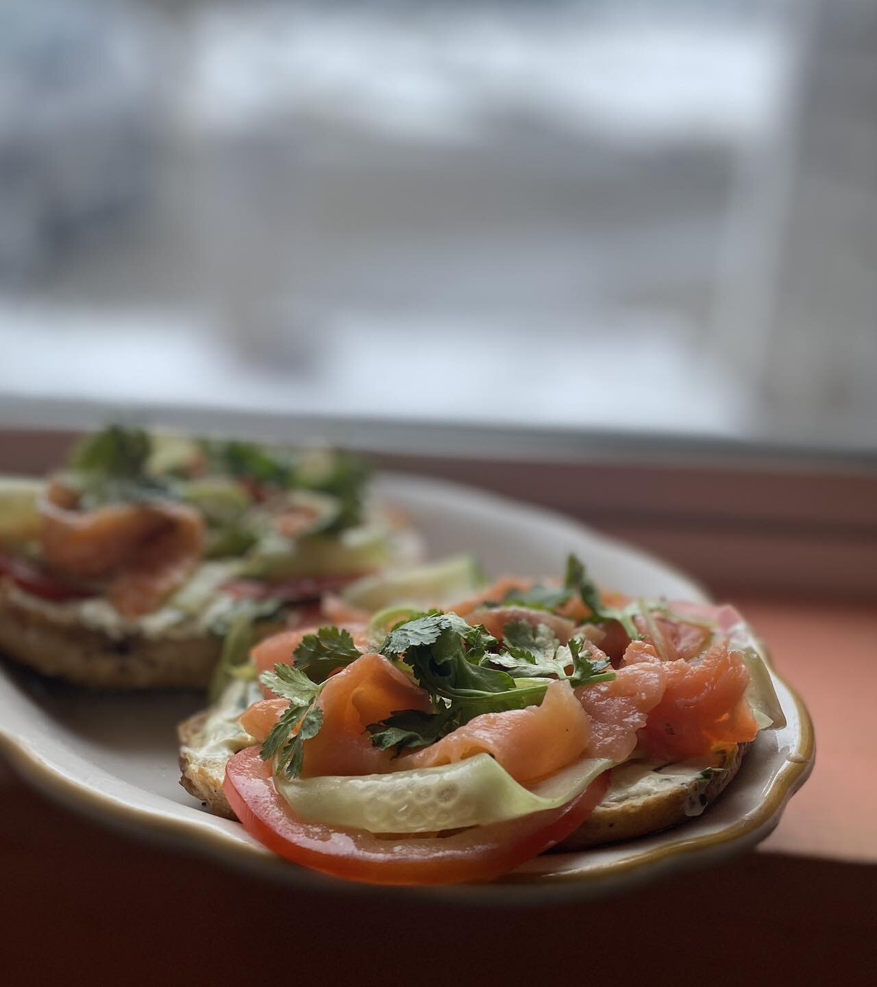 🥯 Schmear-lantro Salmon Bagel Special🥯 
Smoked Salmon, Cilantro-Hot Shot Cream Cheese, Tomato, Cucumber, Scallion, Fresh Cilantro on our very own house made bagels. 💪

All weekend! 

Other flavored cream cheeses available are: Maple Bacon 🥓 , Str