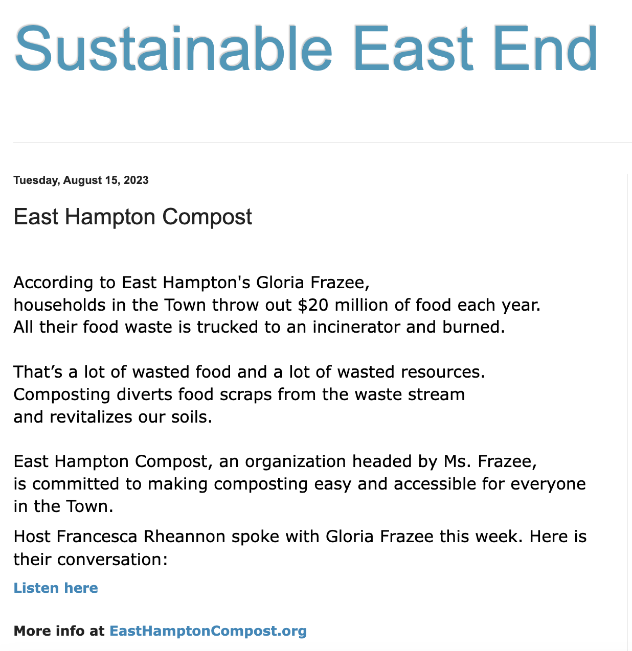 Sustainable East End