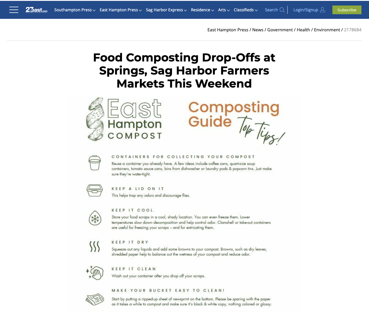 Food Composting Drop-Offs at Springs, Sag Harbor Farmers Markets This Weekend