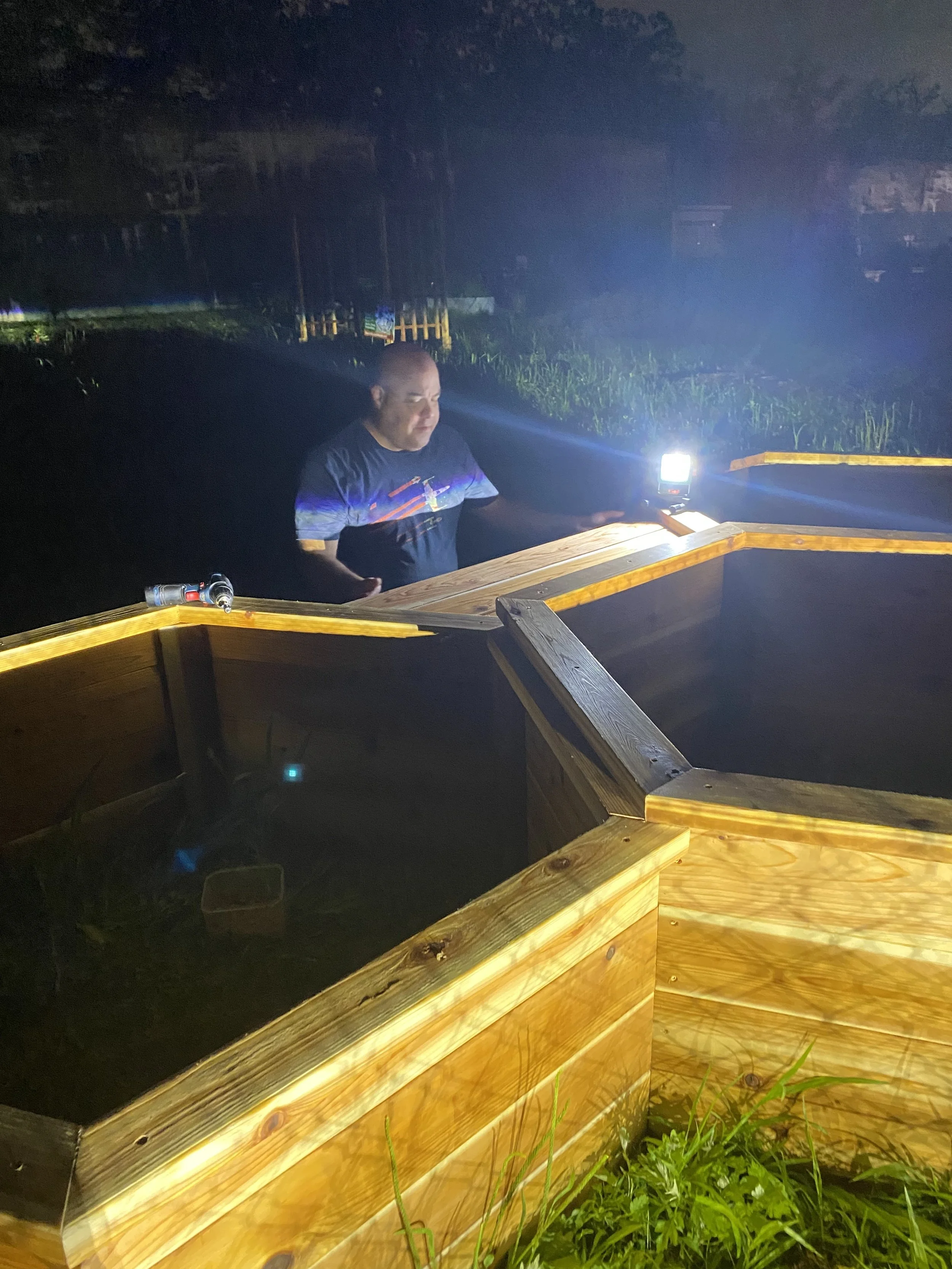  The construction of our garden beds was put together by members of our own community! The hexagonal design of these vegetable beds make them very easy to access. 