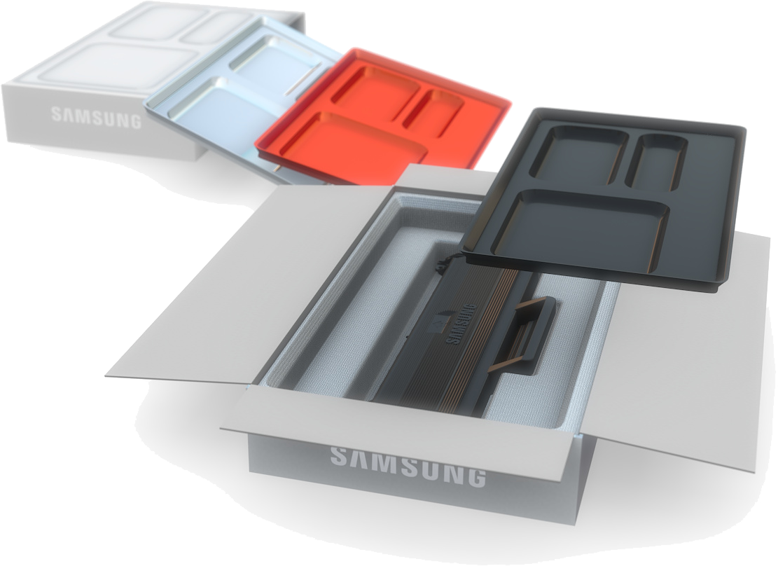 Toner Packaging & New Business Model Accessory trays can be changed and purchased bundled with toner replacements, providing a new business model to encourage users to buy Samsung branded toners.