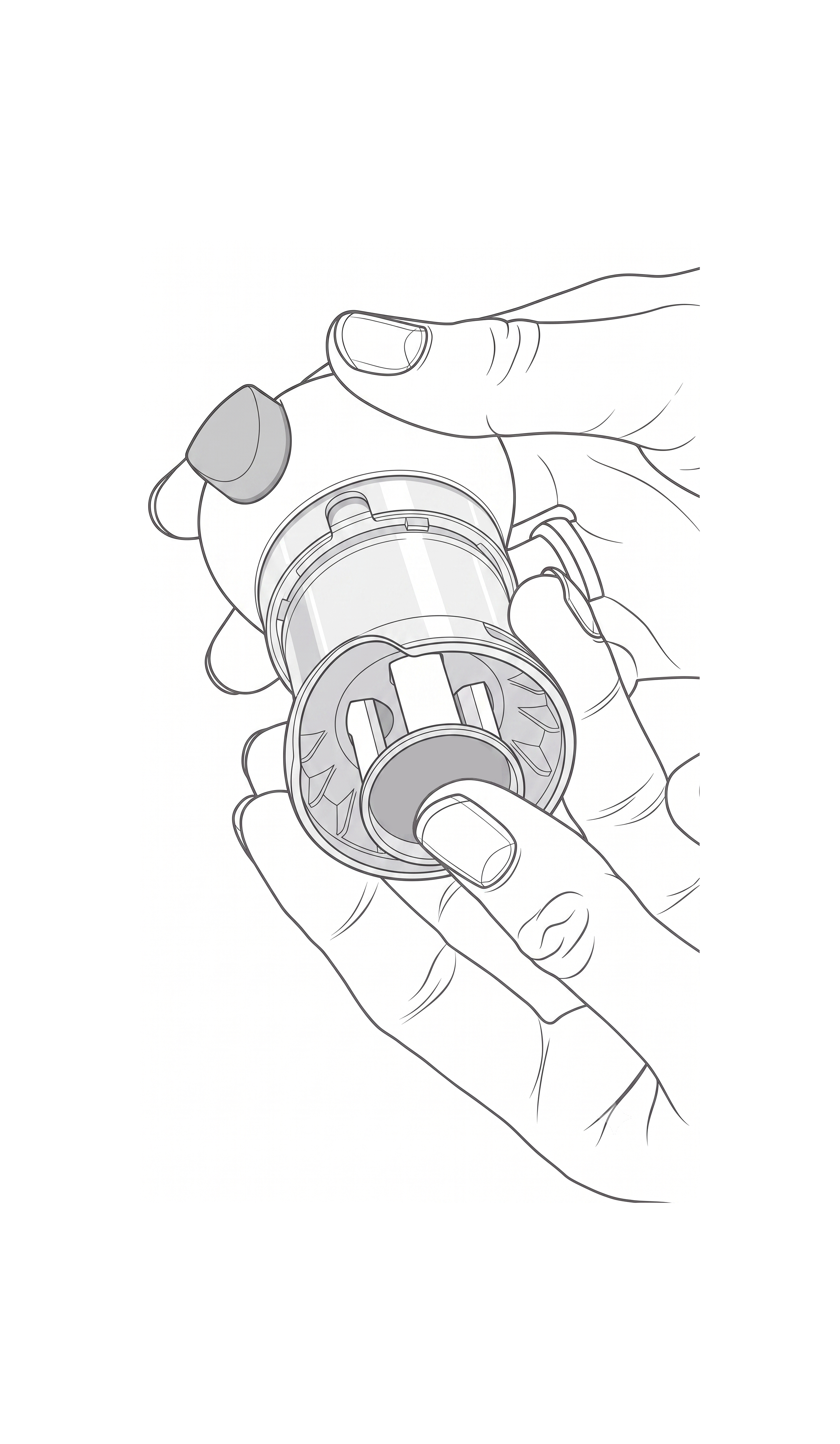 Prime the handheld device to compress the internal spring and store precise mechanical force