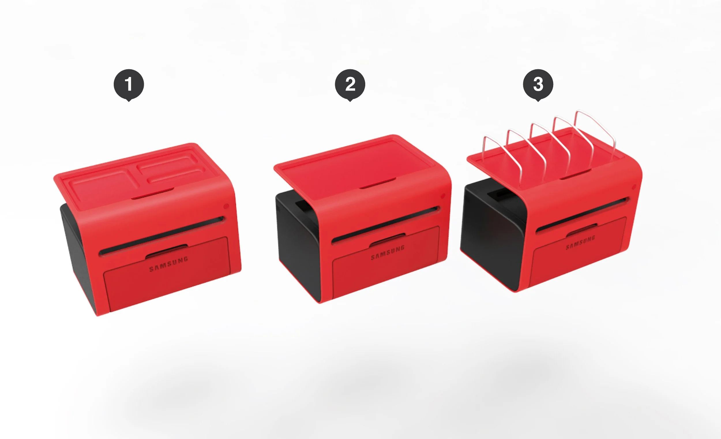 optional accessory trays to hold stationary or paper supplies