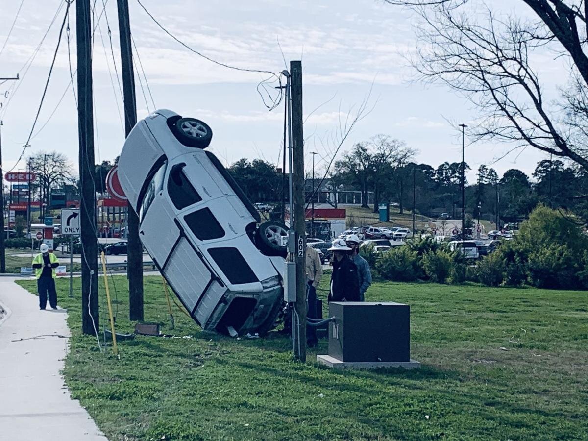 Entergy crews respond to a major auto crash on 11th Street in Huntsville.&nbsp;