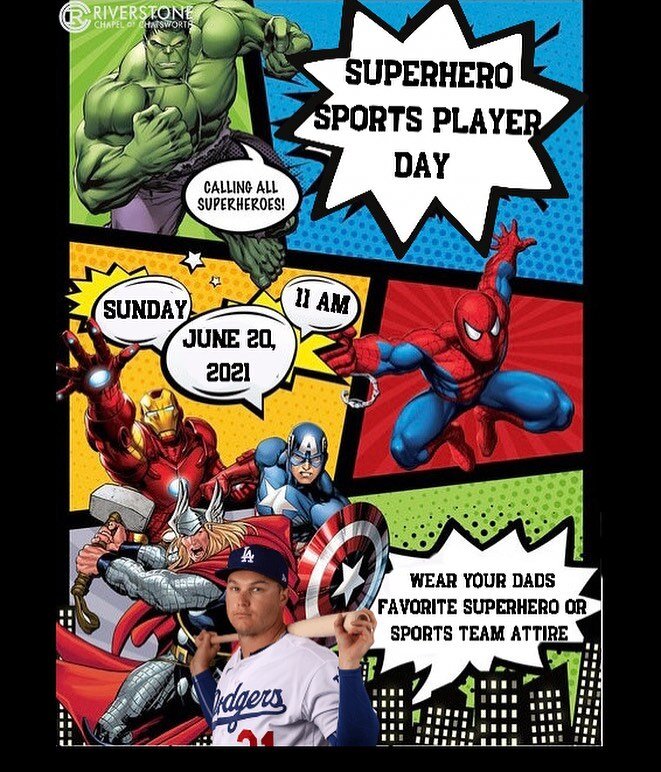 DONT FORGET!  Tomorrow is Superhero Sport&rsquo;s Team Day!! Wear your Dad&rsquo;s favorite superhero or sports team attire to church to honor them for Father&rsquo;s Day!