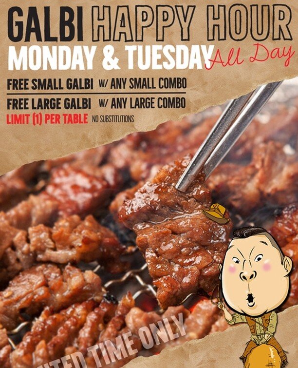 🚨 FREE Galbi at Baekjeong NYC ⁠
🥩 With any purchase of a small or large COMBO⁠
🤤 ALL DAY Monday &amp; Tuesday