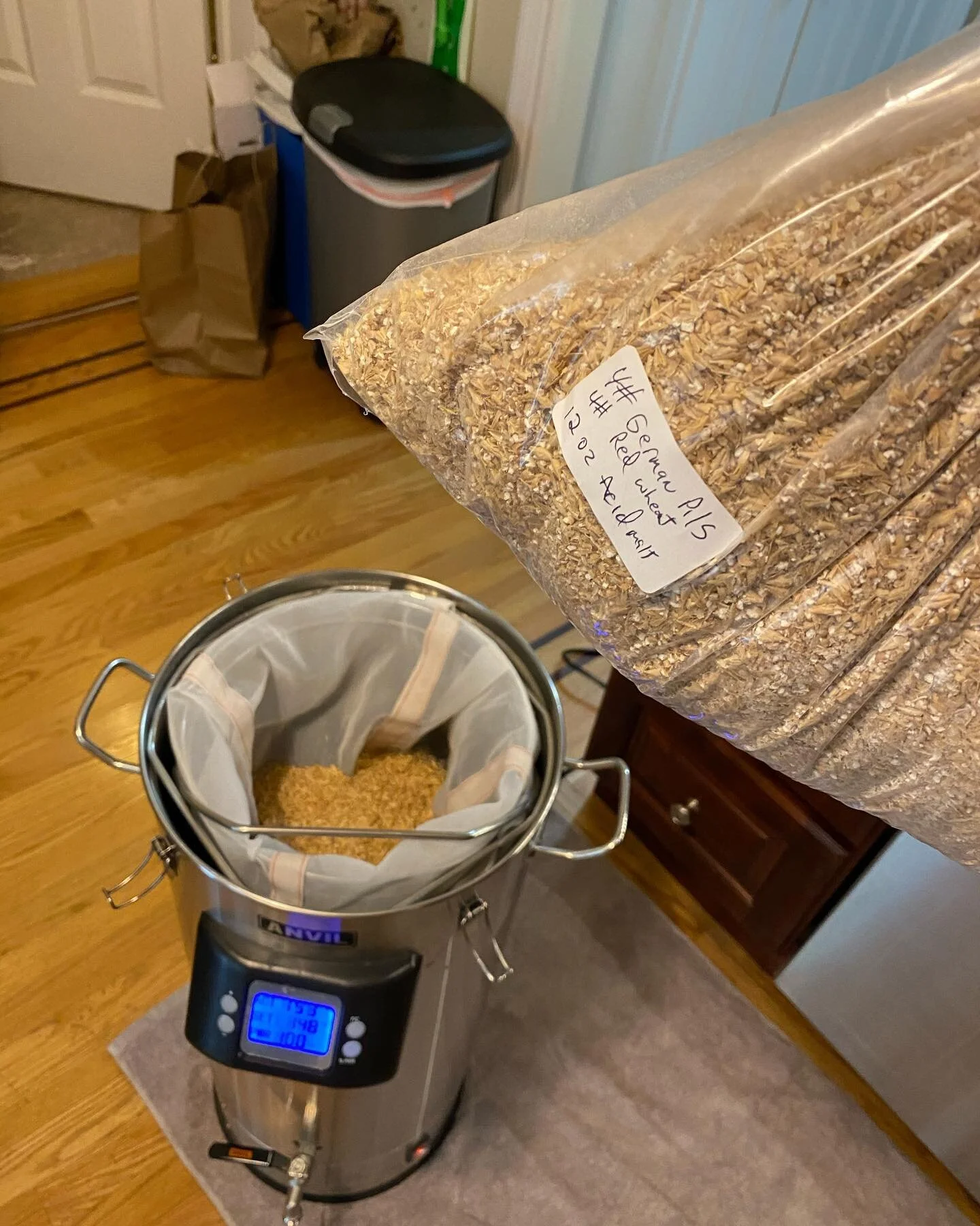 unexpected lil&rsquo; gose brewday! I wildly missed my efficiency mostly out of laziness, I should&rsquo;ve stirred the mash more than just the first 10 mins, especially with the 50% wheat. lost about 8 points, so this will be a refreshing 3.6% gose!