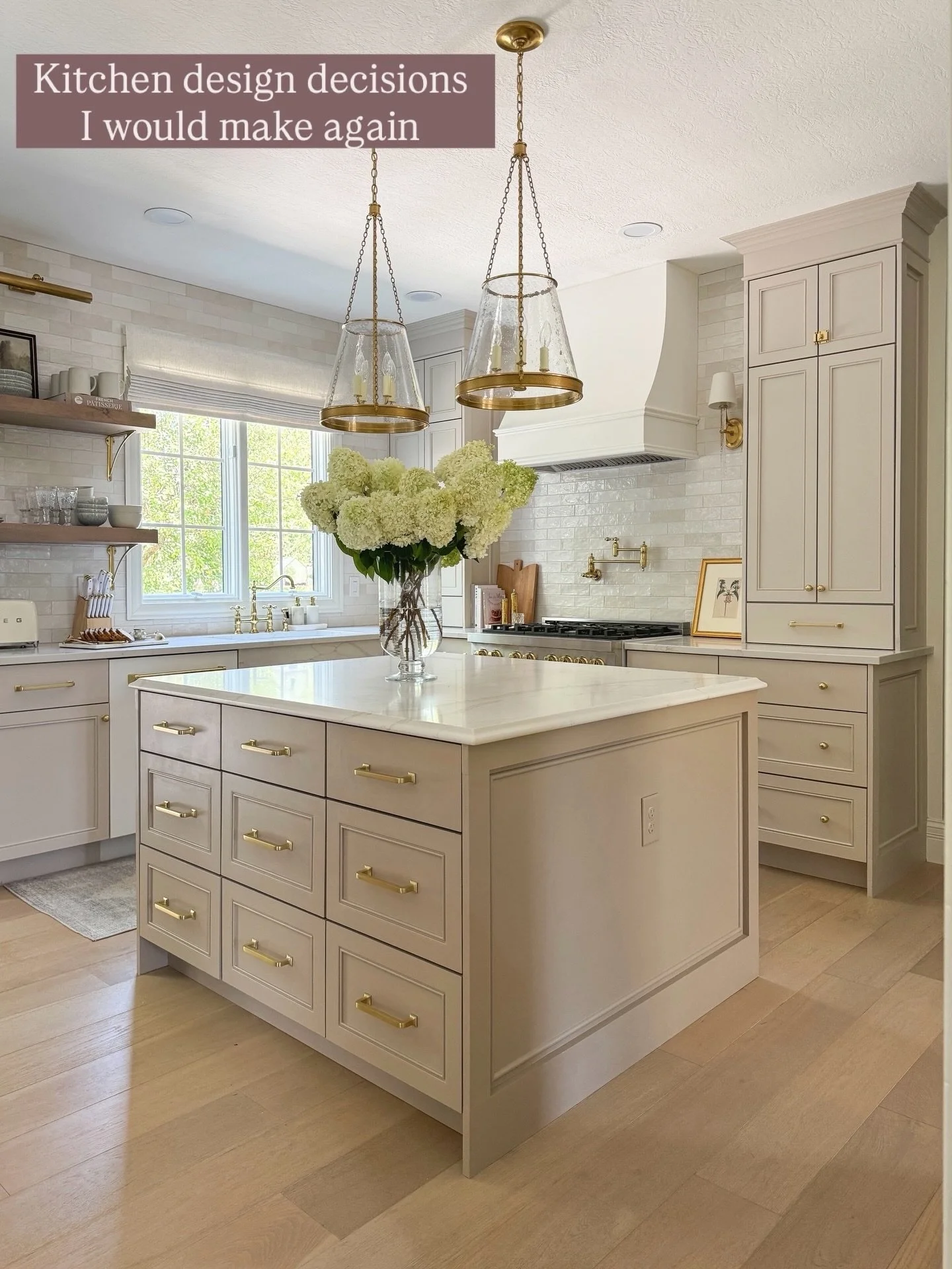 Kitchen design decisions I would make again! Linking everything I used in my kitchen. 

Paint colors
Island: SW Utterly Beige
Perimeter: SW Realist Beige
Walls: SW Greek Villa

Grout: Mapei Frost
Tile is in the color &ldquo;white&rdquo;

Comment SHOP