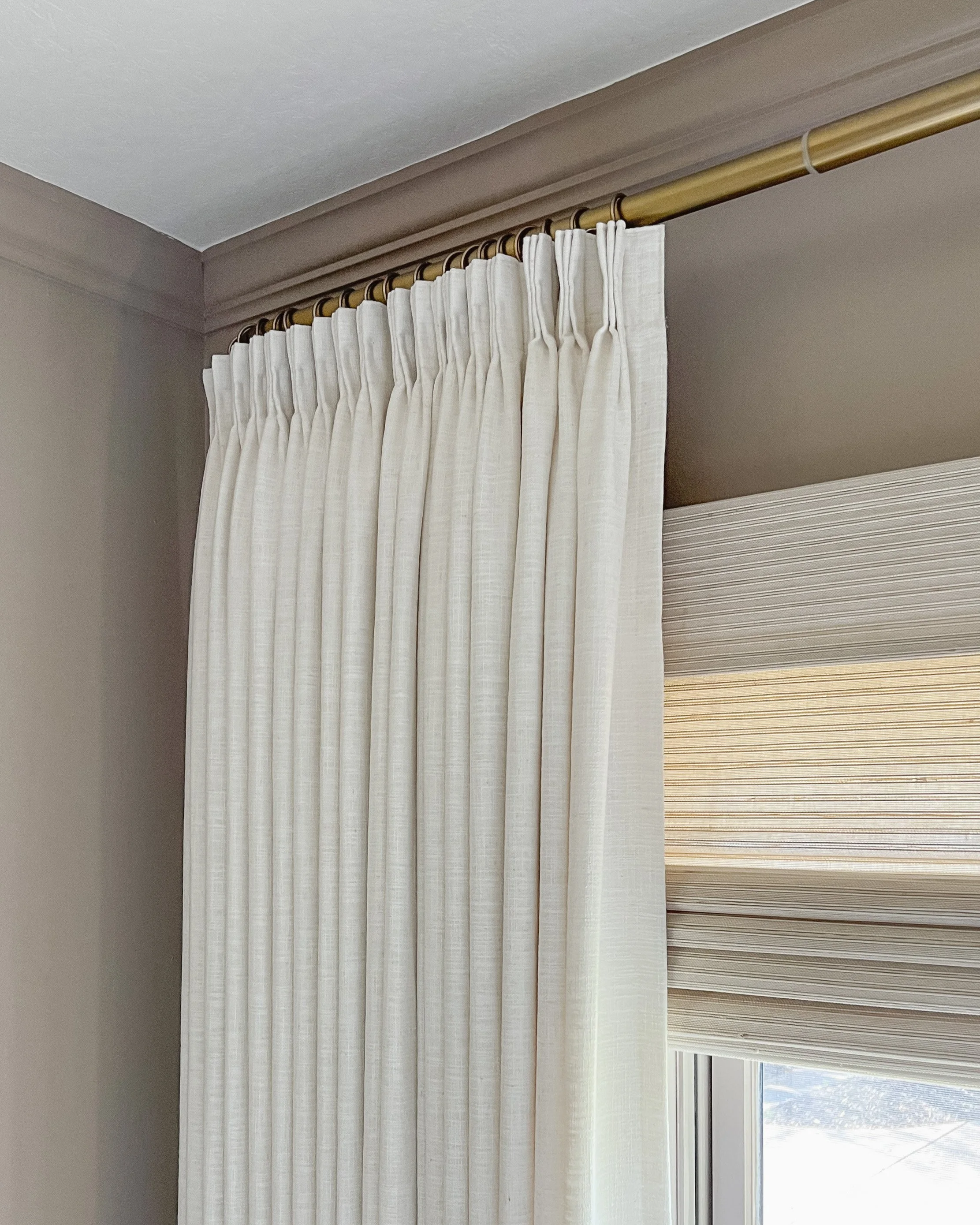 Stack width formula diagram for TwoPages triple pleat curtain panels