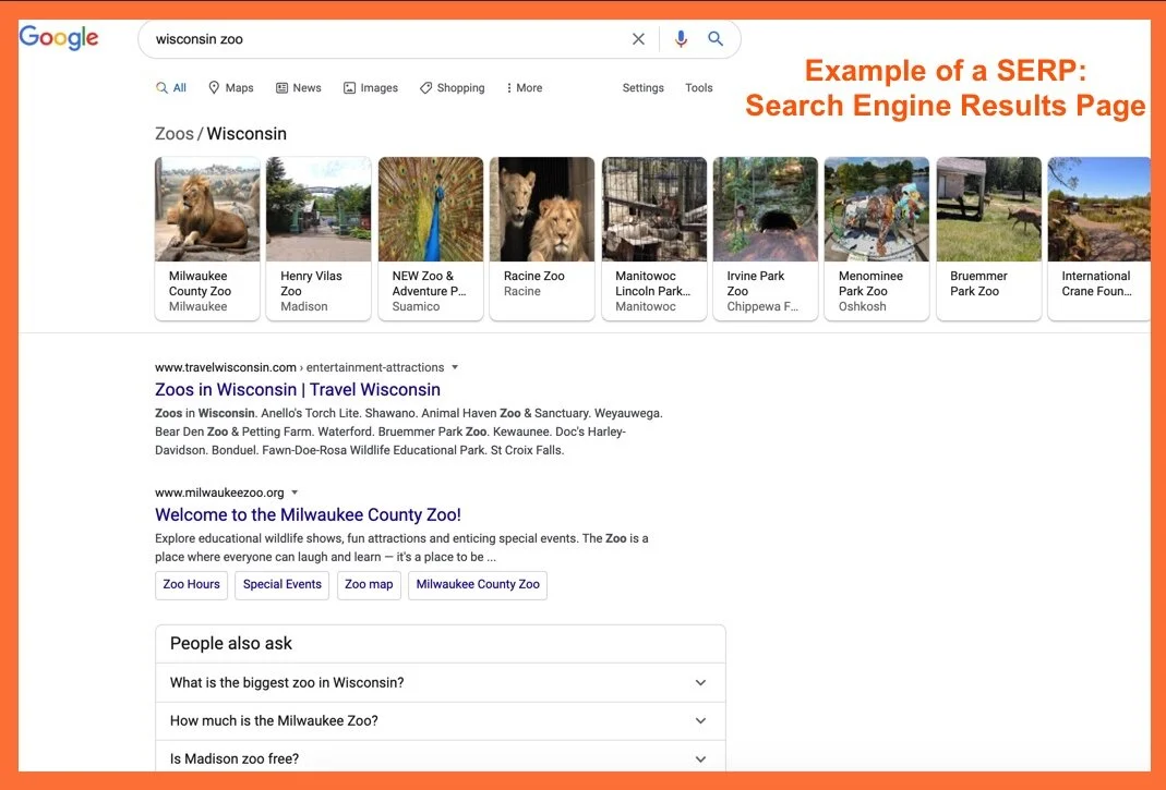 Example of a SERP: Search Engine Results Page