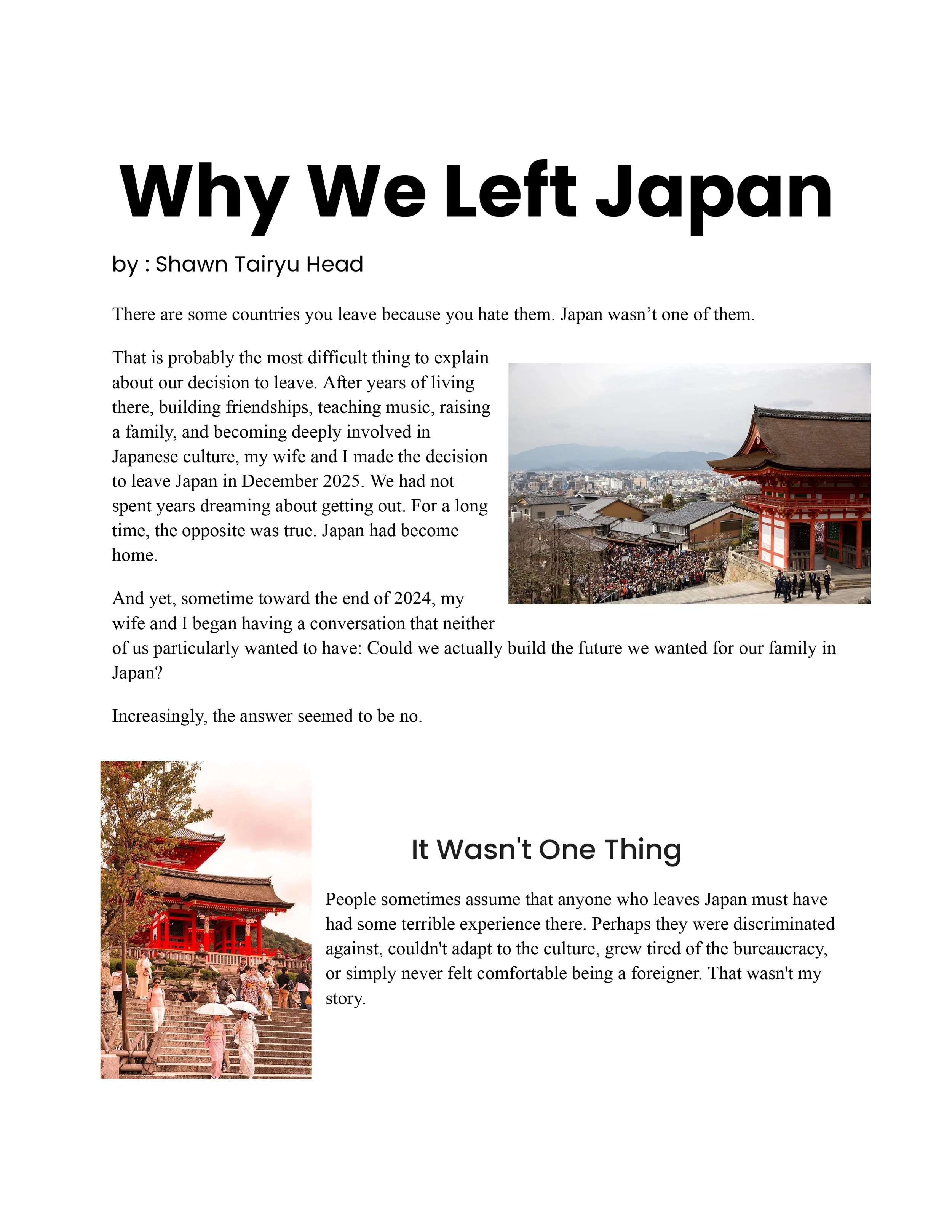 Why We Left Japan 