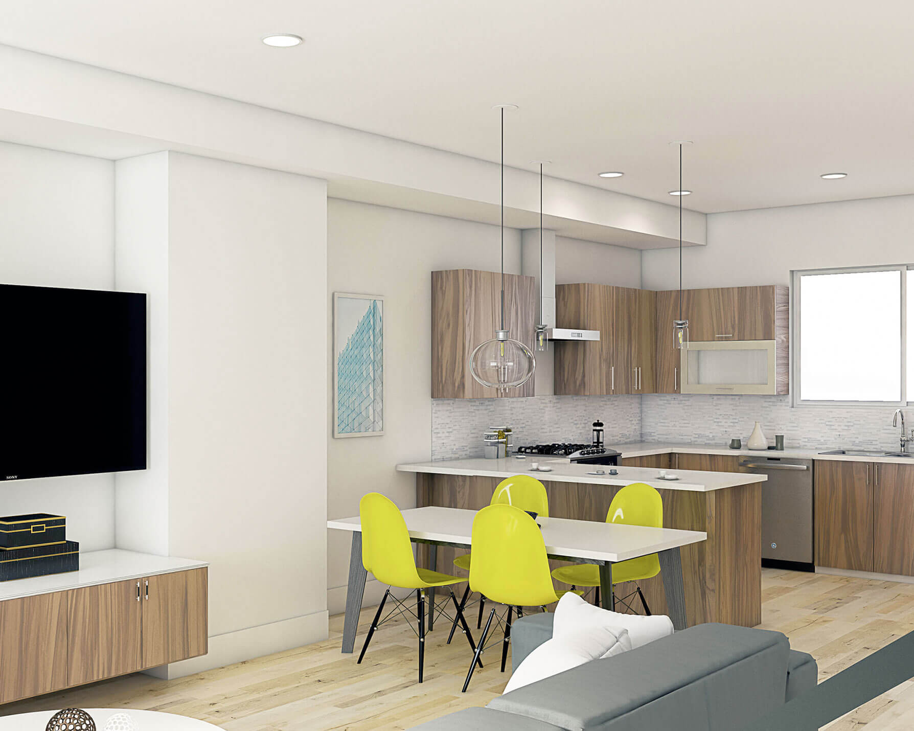  Living + Kitchen | Rendering 