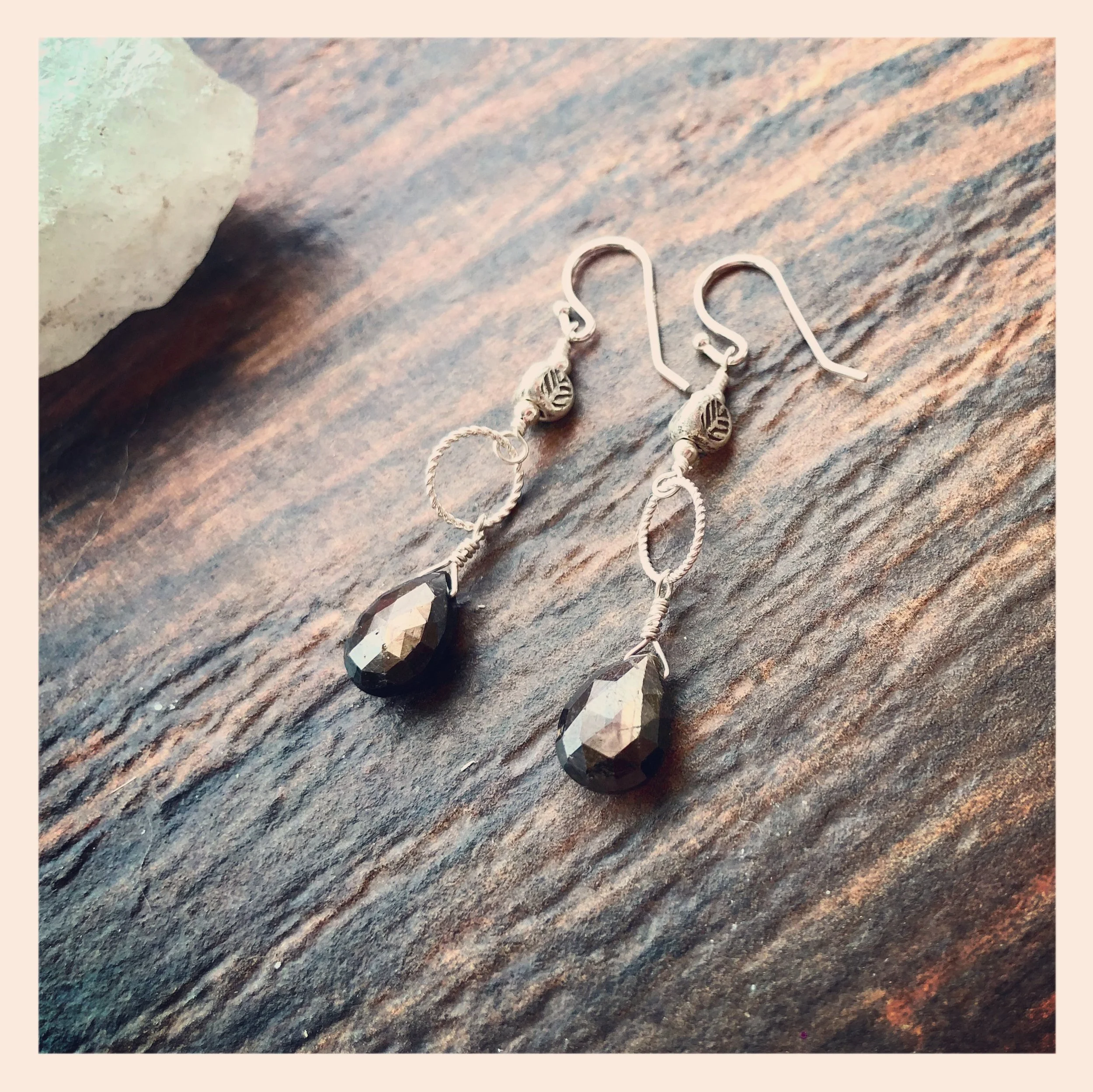 Golden Sapphire  Thai and Bali Silver Earrings