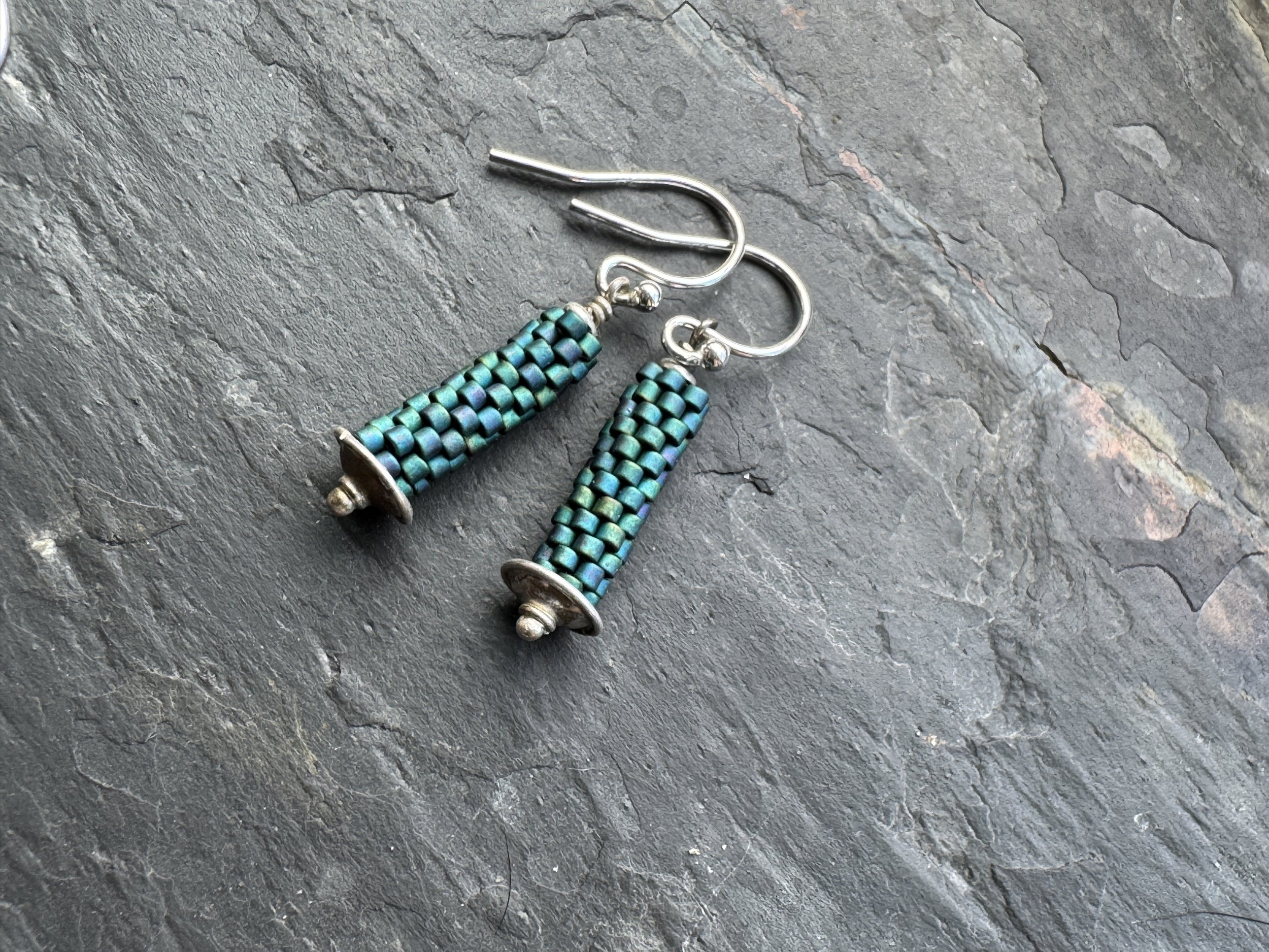 Stitched Earrings with Silver Accents 3