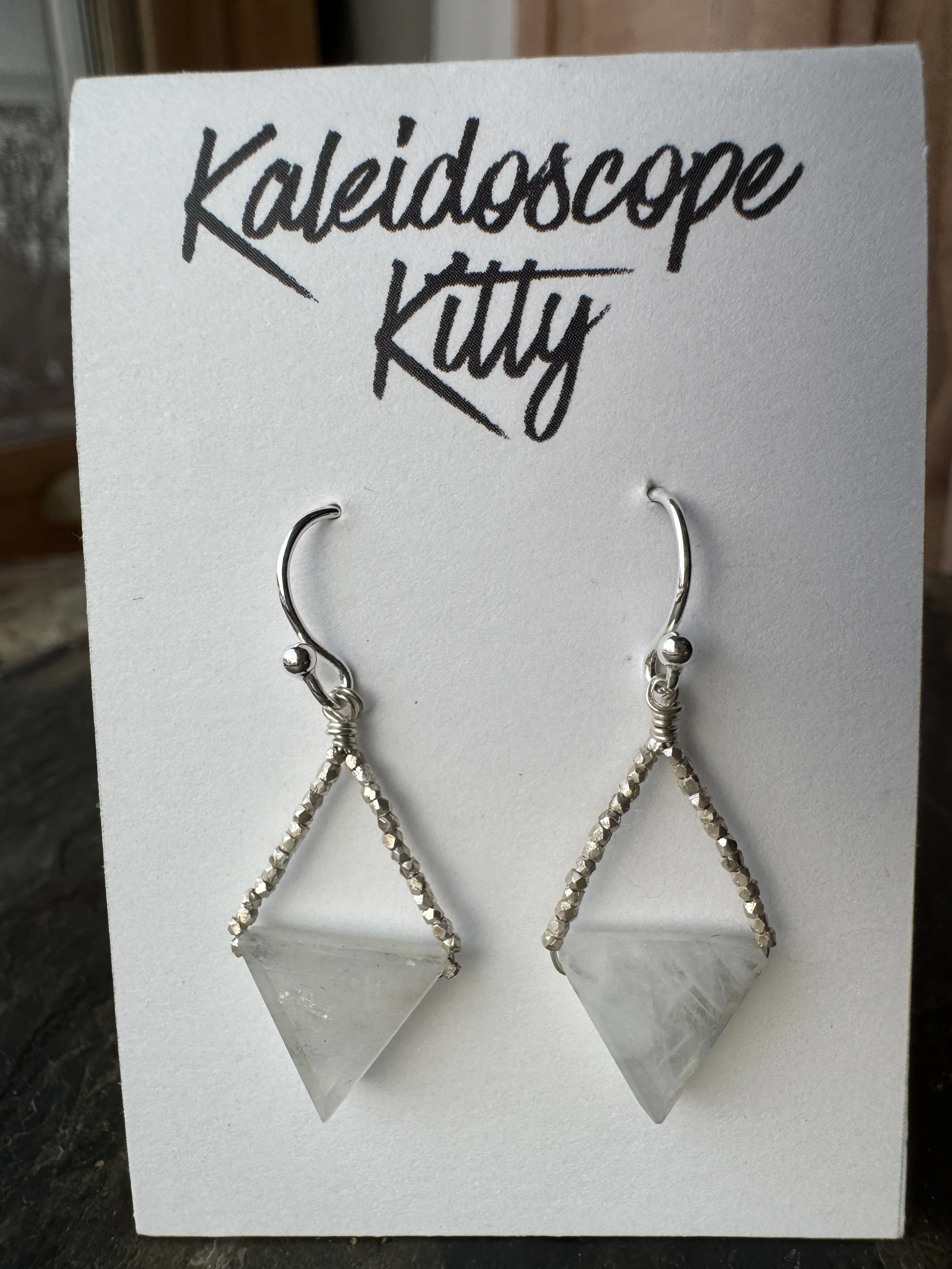 Rainbow Moonstone and Thai Silver Earrings