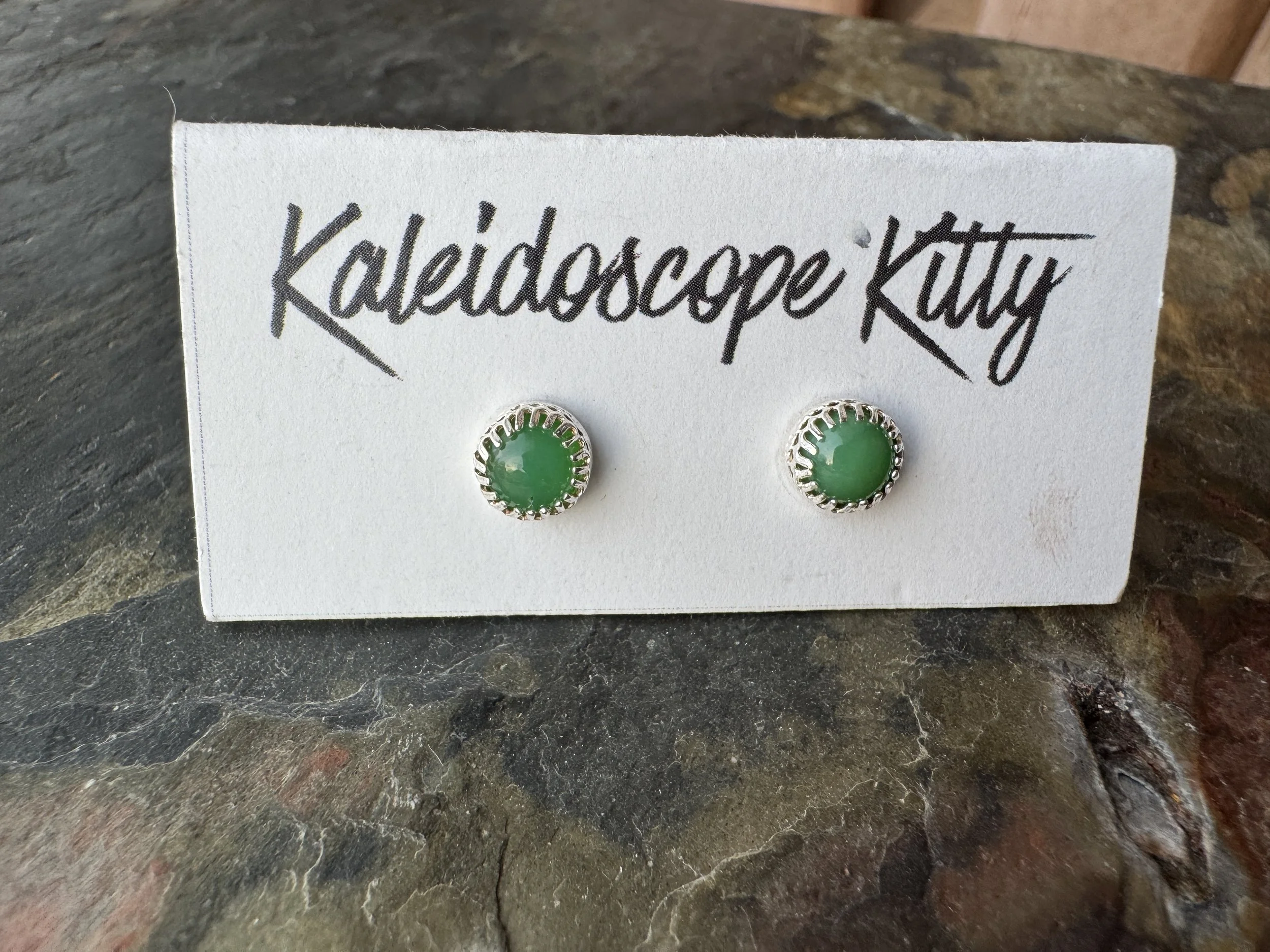 Sterling Silver Chrysoprase Crown Posts