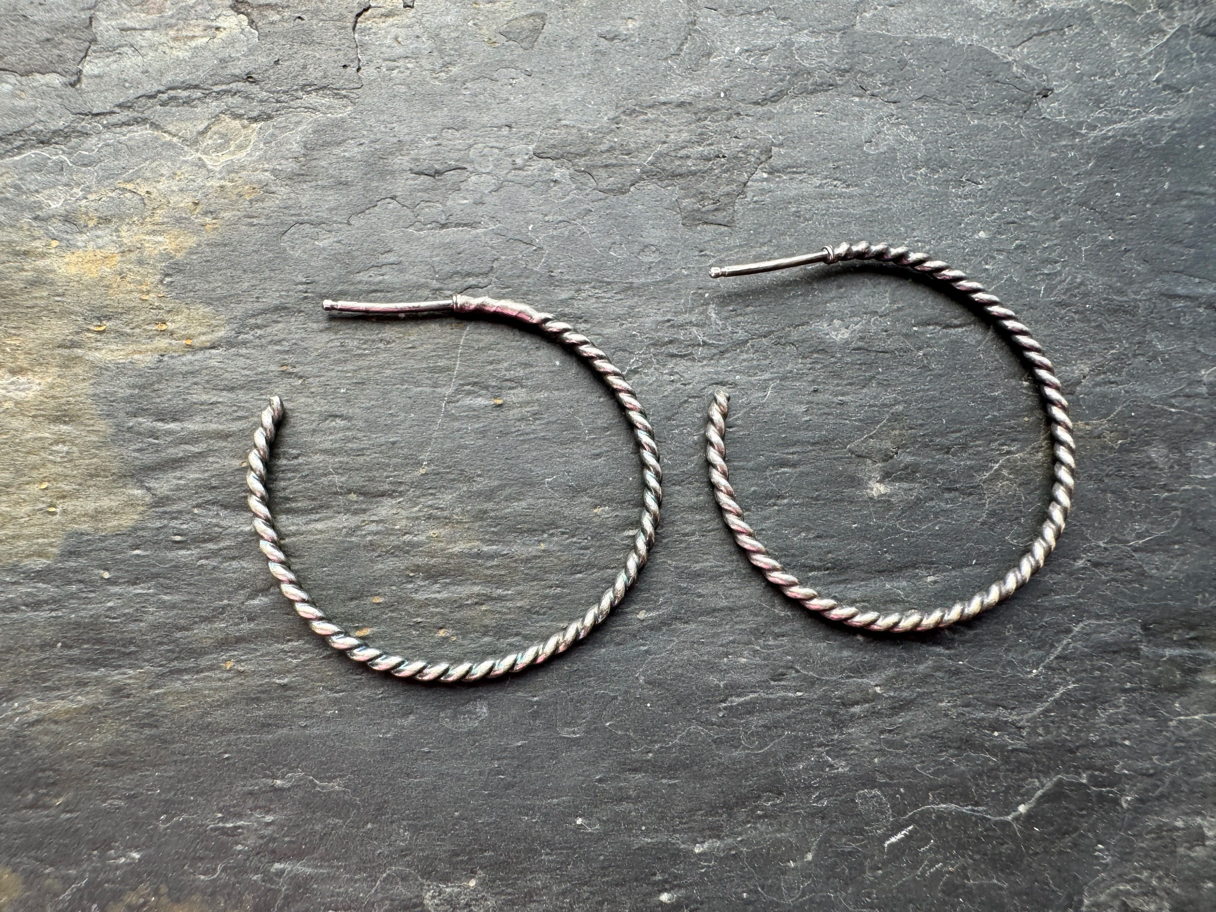 Sterling Silver large Twisted Hoop