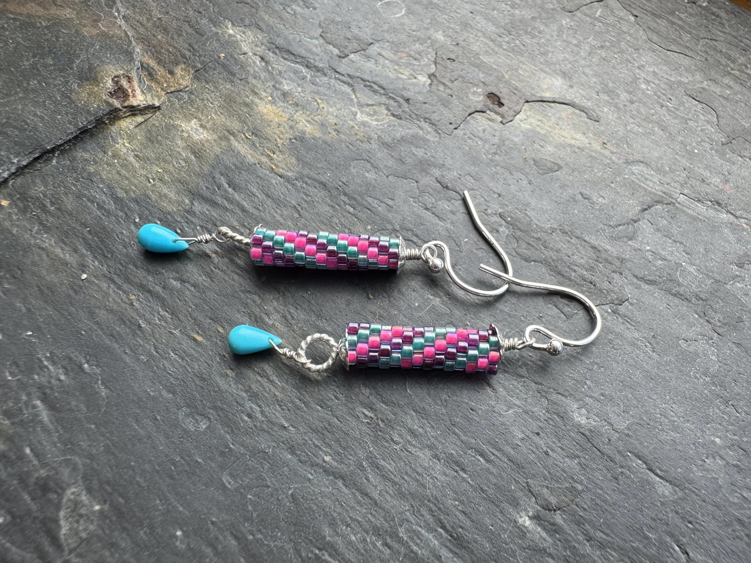 Stitched Earrings With Sleeping Beauty Turquoise