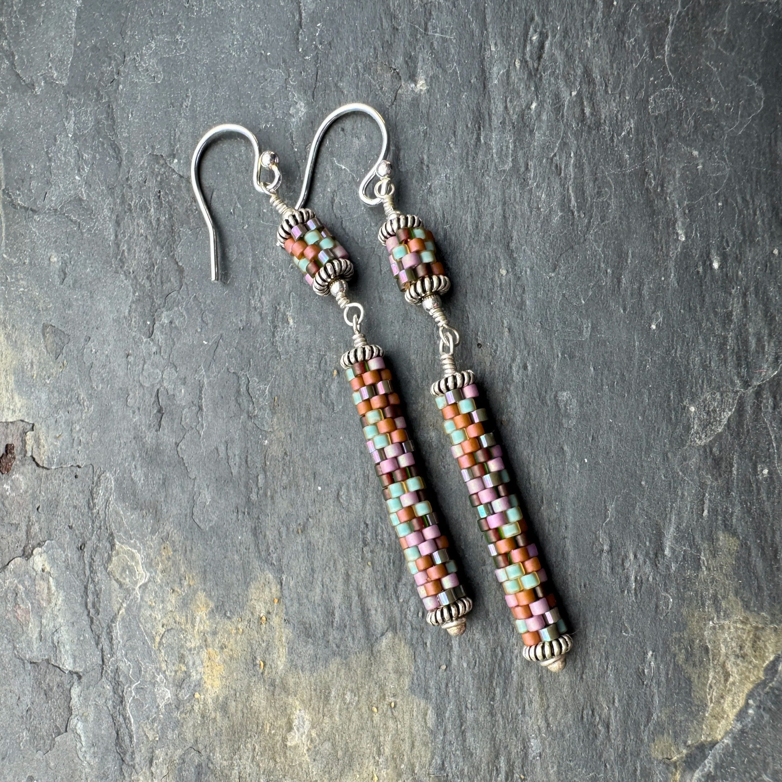 Stitched Earrings With Bali Silver