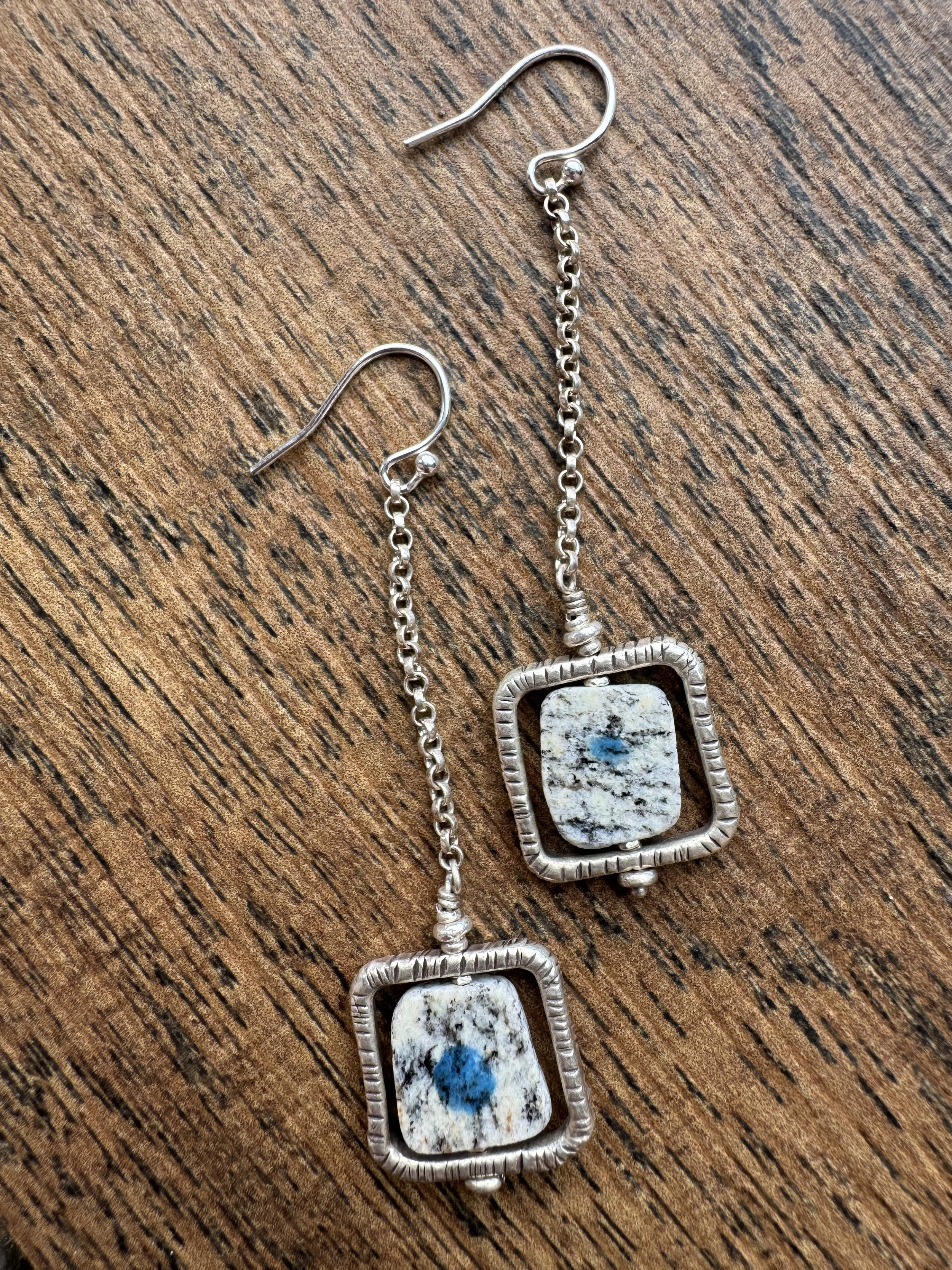 K2 Jasper and Thai Silver Frame Earrings