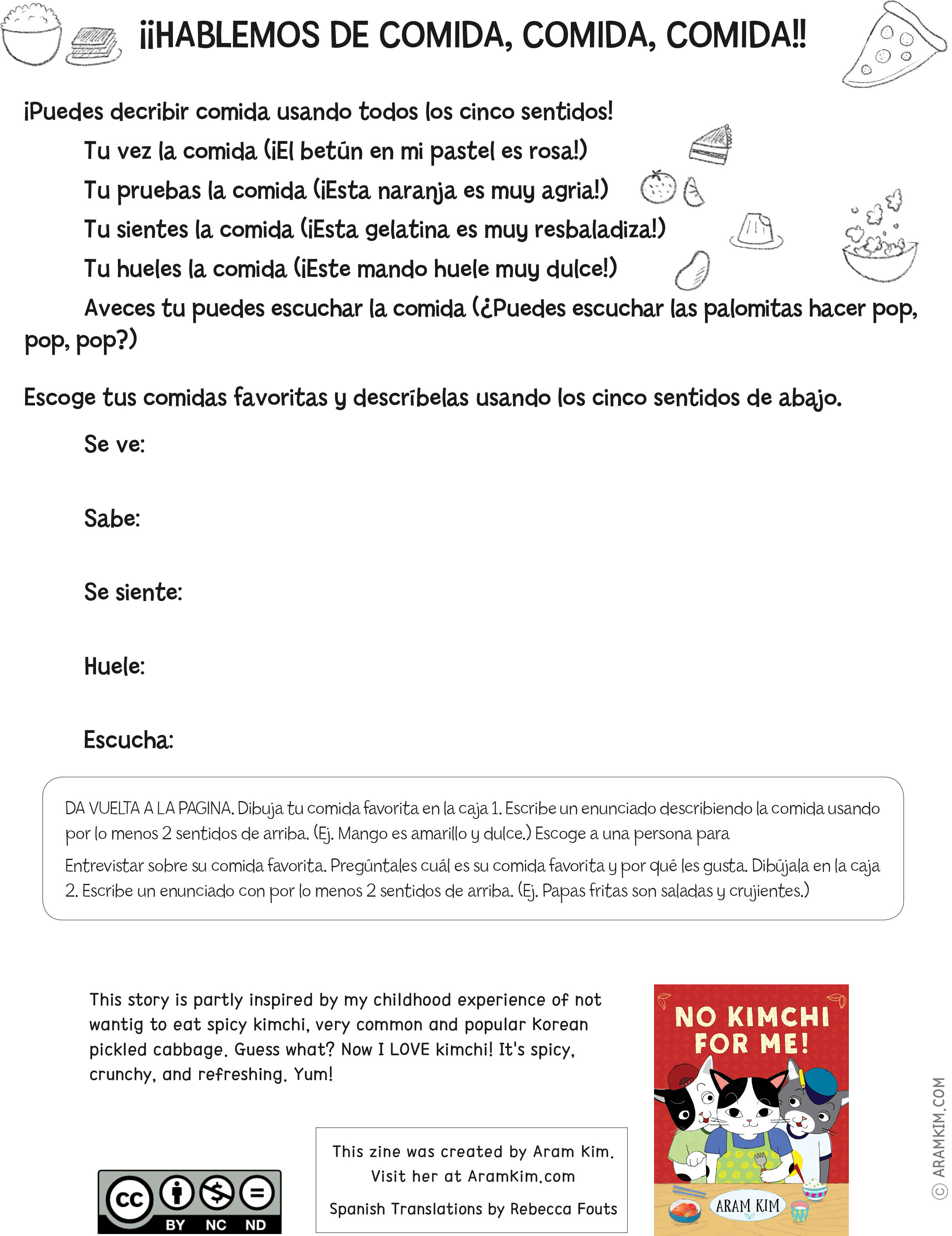 Worksheet *Food and Senses* Spanish Edition