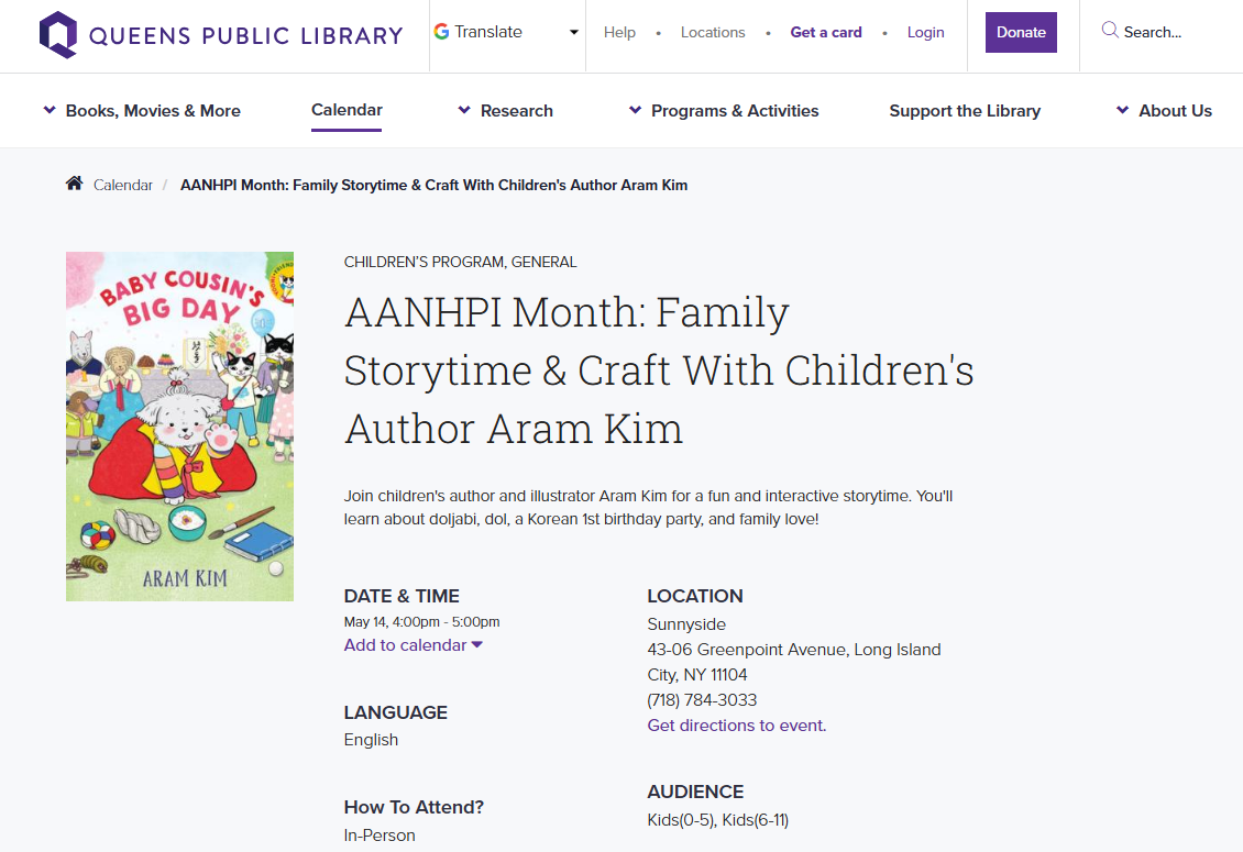 Queens Public Library Sunnyside: Family Storytime + Craft