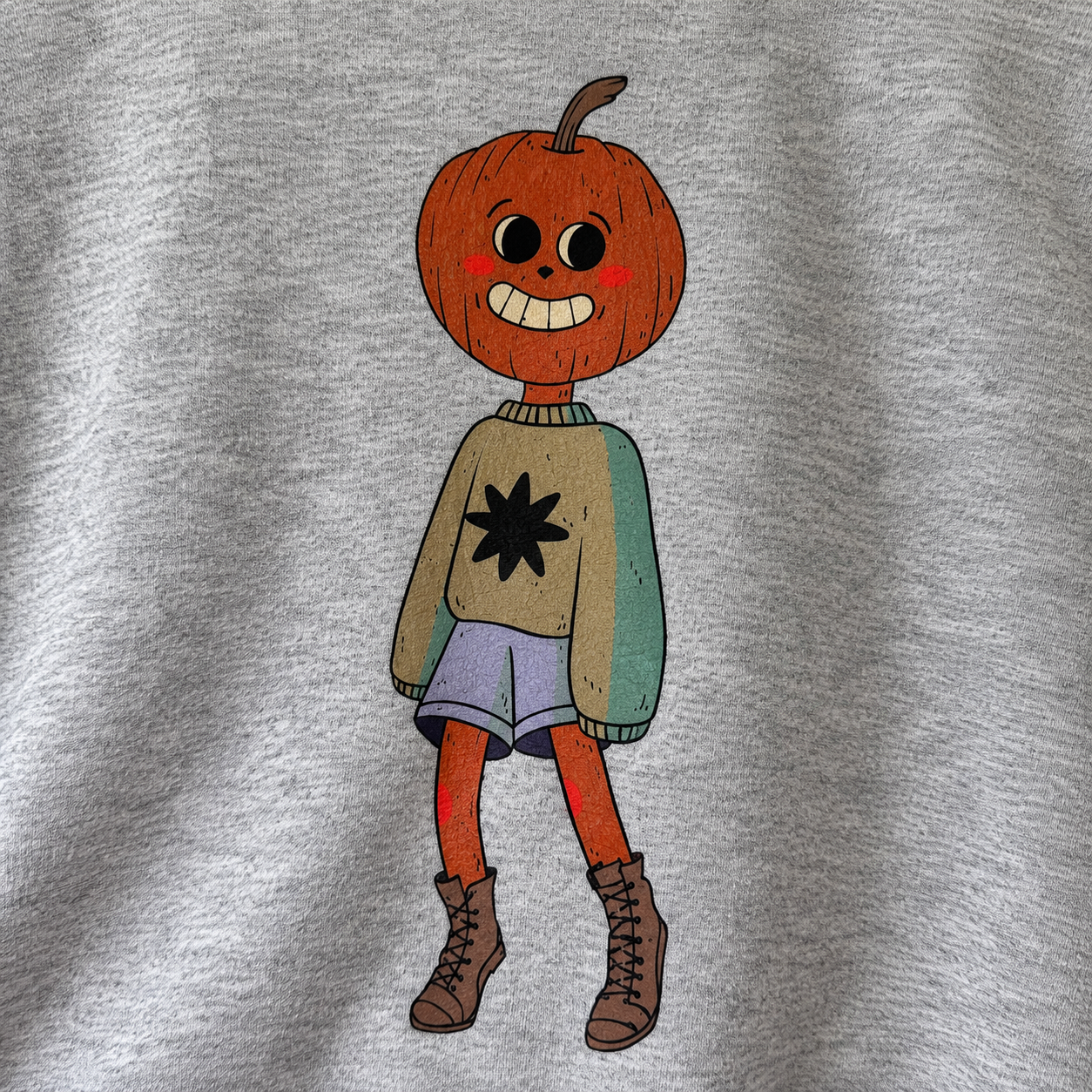 Pumpkin Mascot on Gray Sweatshirt-2.png