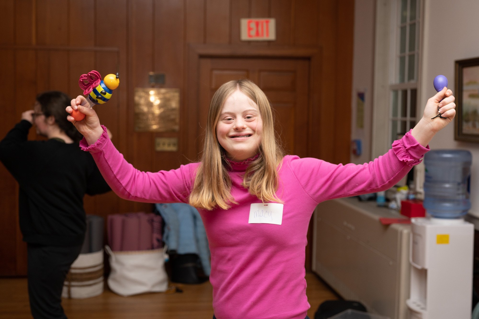 Teenager with intellectual difficulties dancing