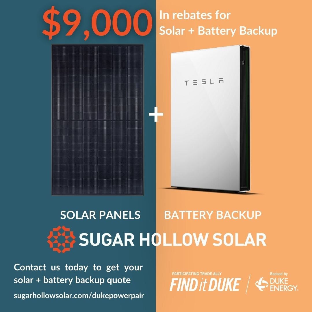 Get ready to save big with Duke PowerPair! This limited capacity pilot program offers homeowners in North Carolina the chance to save thousands on solar + battery backup installations. With incentives of up to $9,000 off your install, it's another gr