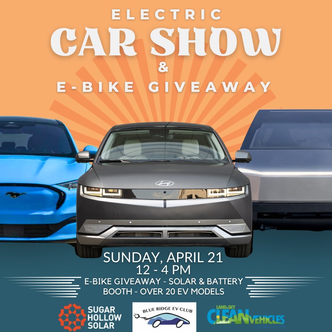 Next Sunday is the Drive Electric Earth Month Car Show where we&rsquo;ll be announcing the winner of our E-bike Giveaway! We&rsquo;ll also be there to talk about solar, battery backup, and available incentives.

Come find out if you&rsquo;re the prou