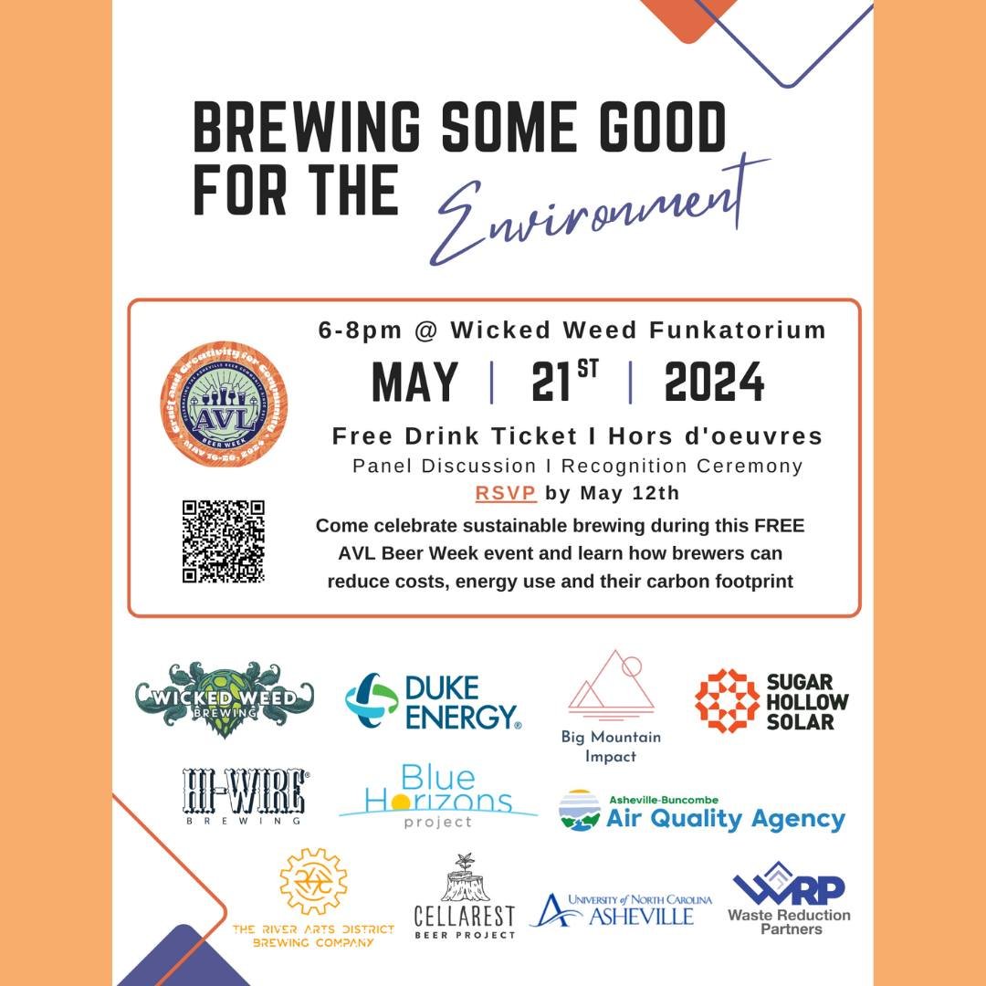 Come celebrate sustainable brewing and learn how brewers can reduce costs, energy use, and their carbon footprint! 

This is a FREE event &ndash; including hors d'oeuvres and one drink ticket - sponsored by Wicked Weed Brewing, Duke Energy, and sever