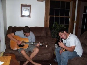 Jesse and Wade at Jesse’s house, the first meeting and jam that sparked the idea for Colebrook Road