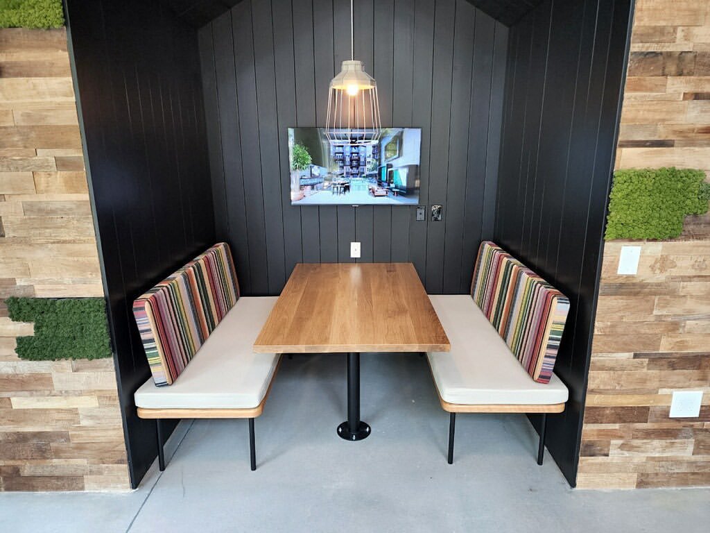 Customized floating back banquette at the Alex Summerhill.jpg