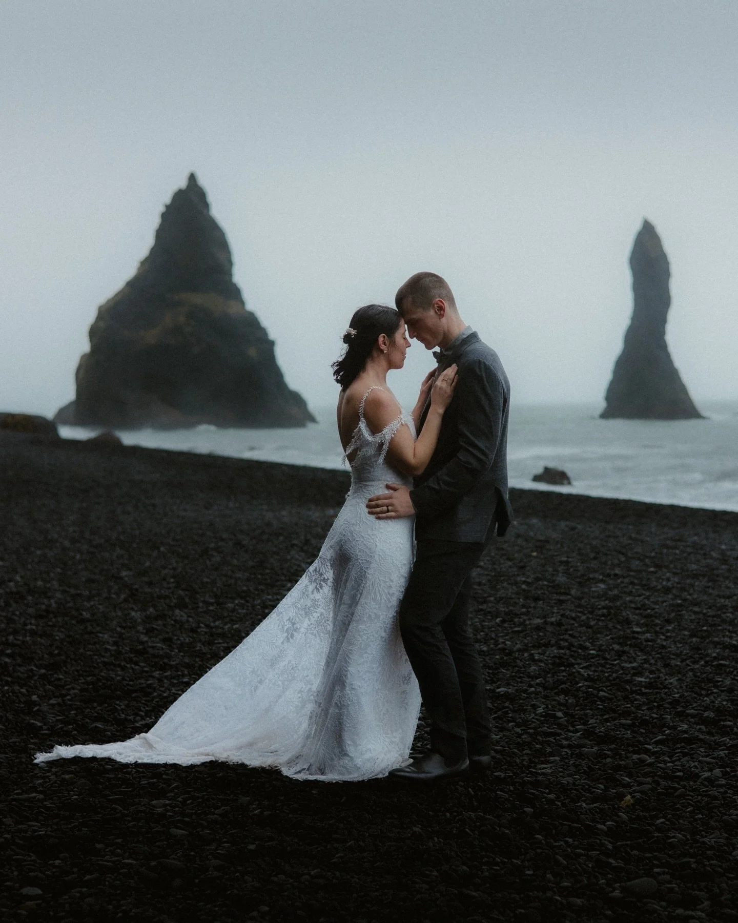 First day of our adventures with K&amp;L and of course Reynisfjara black sand beach was as moody as it can get - horizontal rain, wind gusts, grey skies and low clouds. Everything looked very dramatic and in my opinion this type of weather is absolut