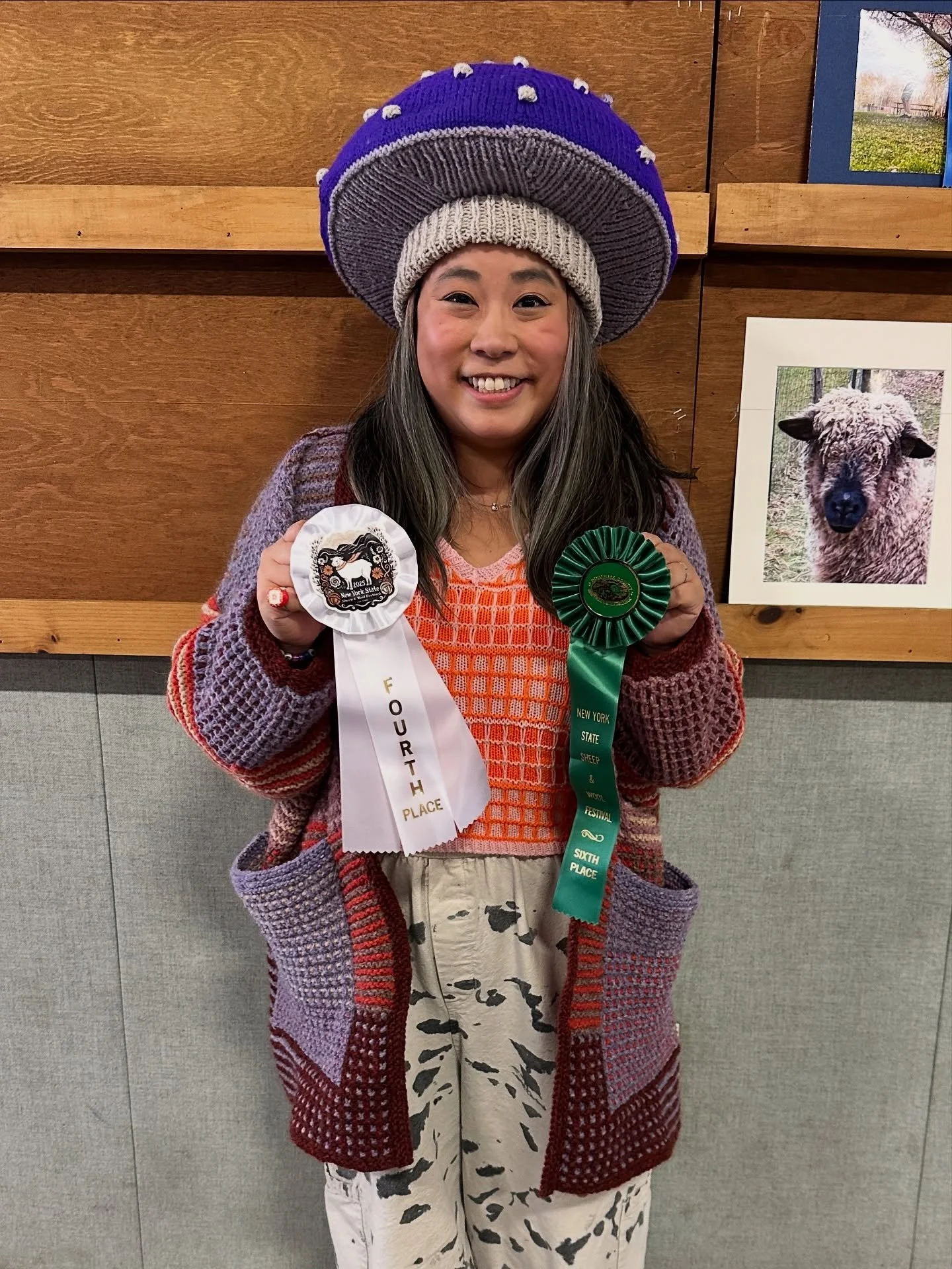 The annual tradition is finally here! Doing my favorite thing at Rhinebeck @nysheepwool, the chopstick speed knitting contest, and this year we added speed crocheting!! A whole year in planning this trip with my Mushroomies 🍄 Winning 6th place in ch