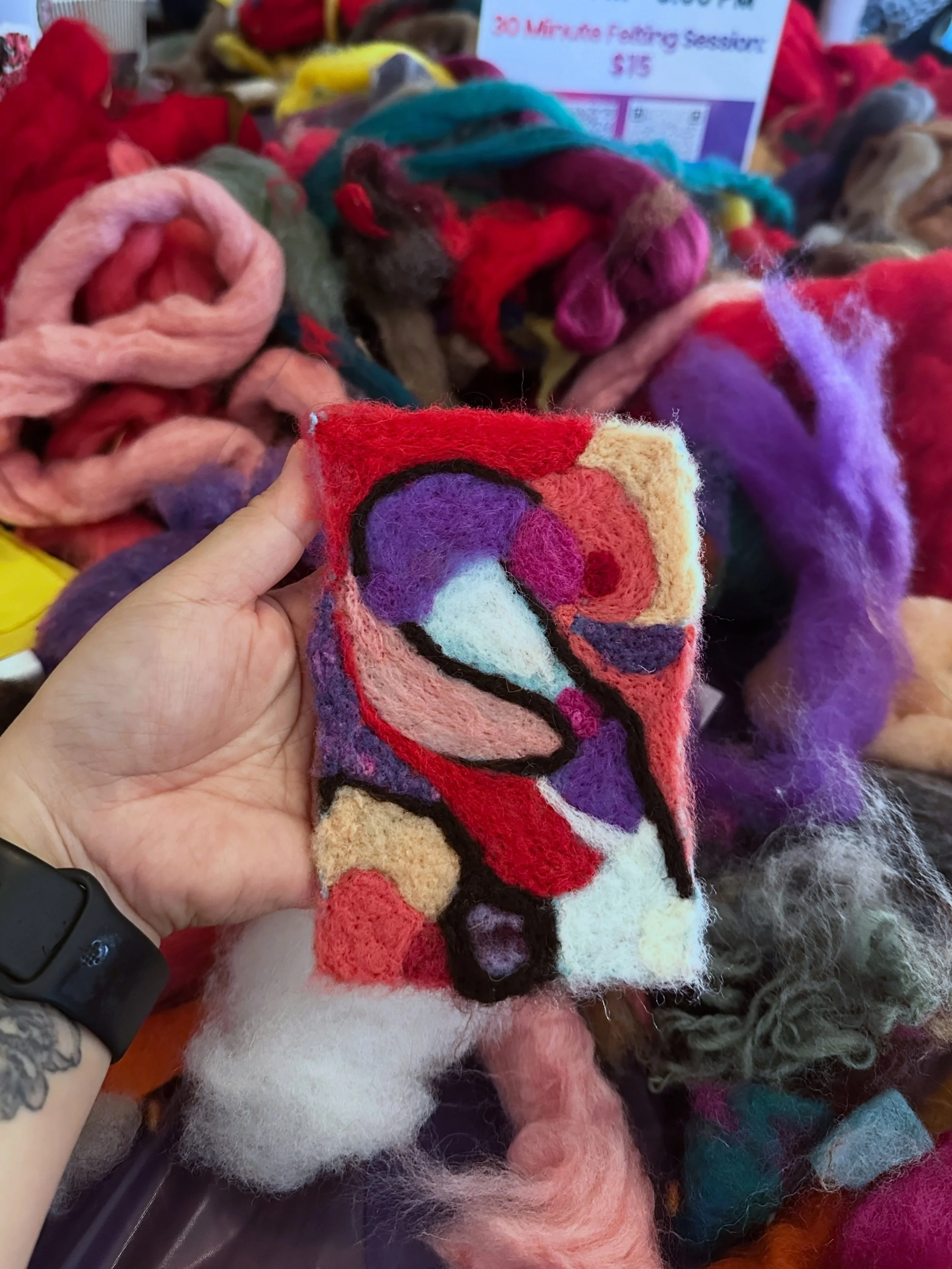 Everything I crafted and made in June! I really just wanted to show off this felted art I made.

Took two workshops: felting workshop @thecongregationdetroit led by @theyfeltbad , sublimation printing workshop with @isaicdetroit .

A little knitted, 