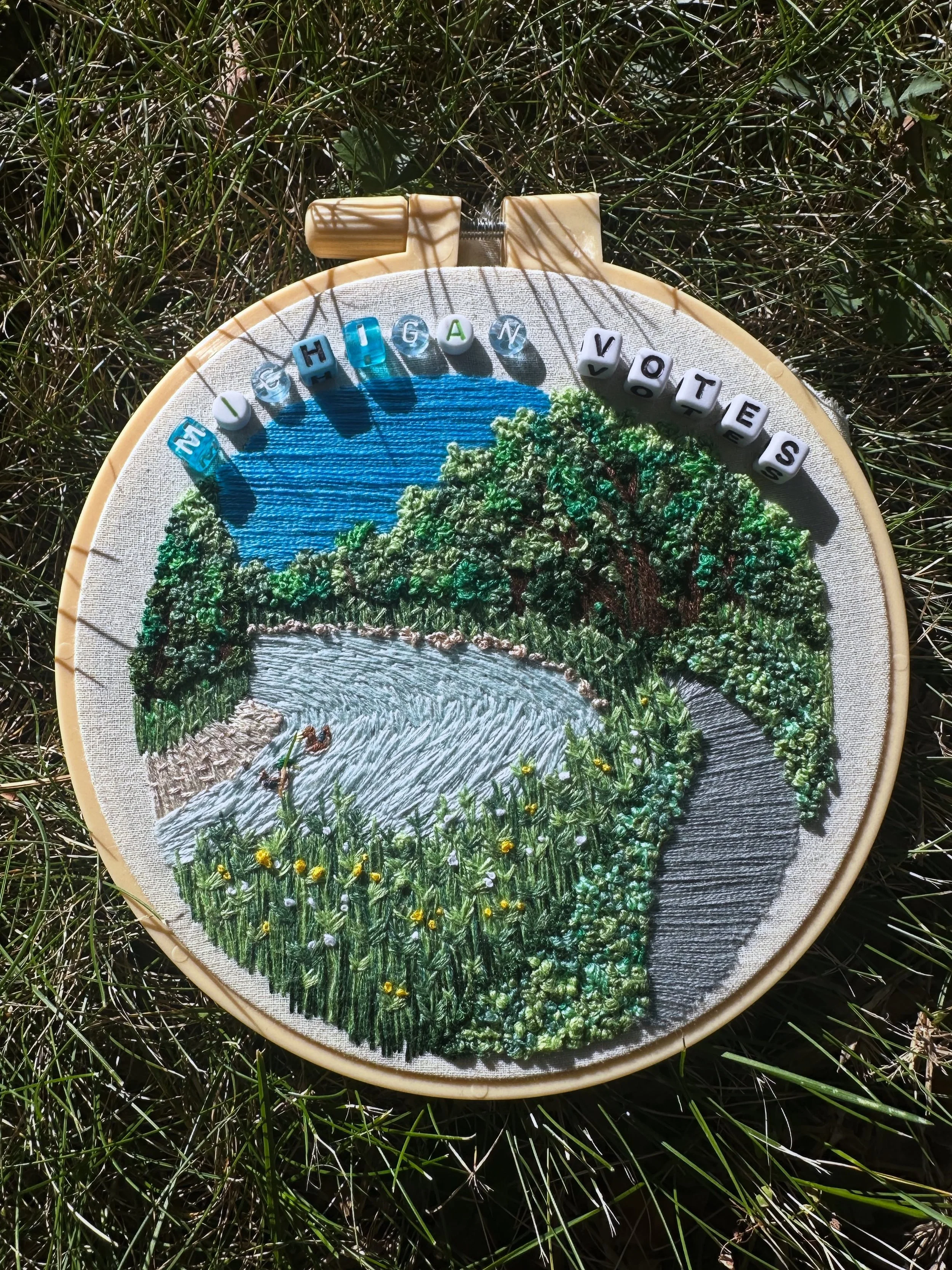 Pretty proud of the work I did here. Completely free-handed embroidery. I love this art form. It&rsquo;s like painting with thread. 

Trying to convince people to go out and vote isn&rsquo;t the most engaging content on here. Most people are &ldquo;s