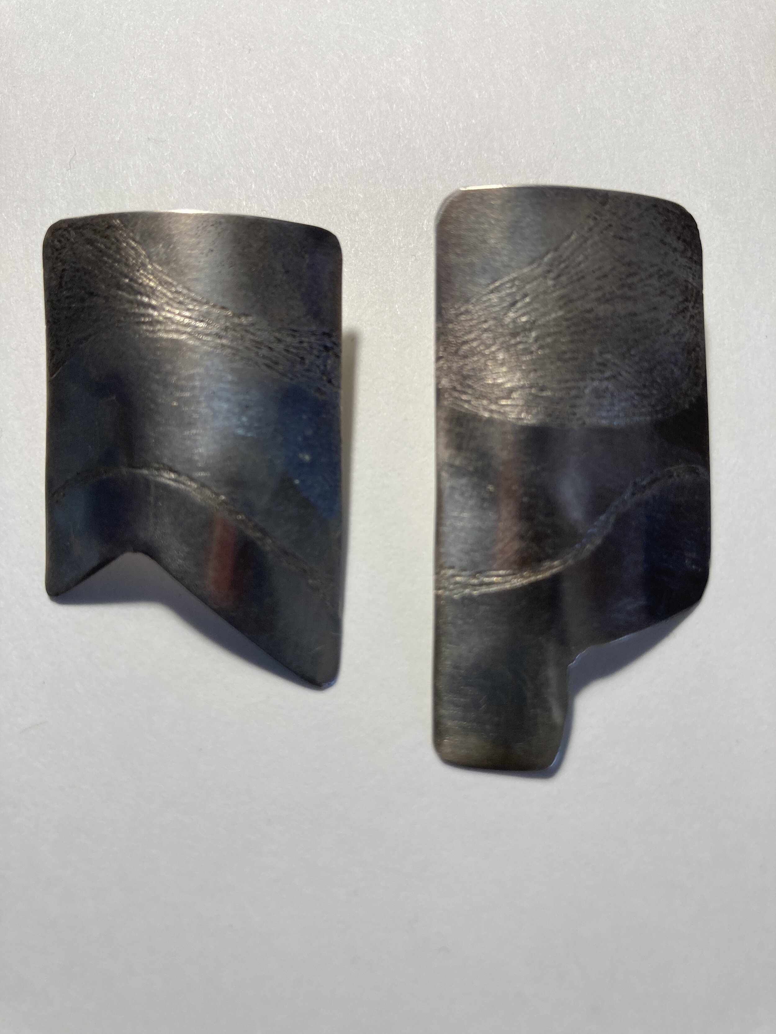 Asymmetrical rectangular stud earrings