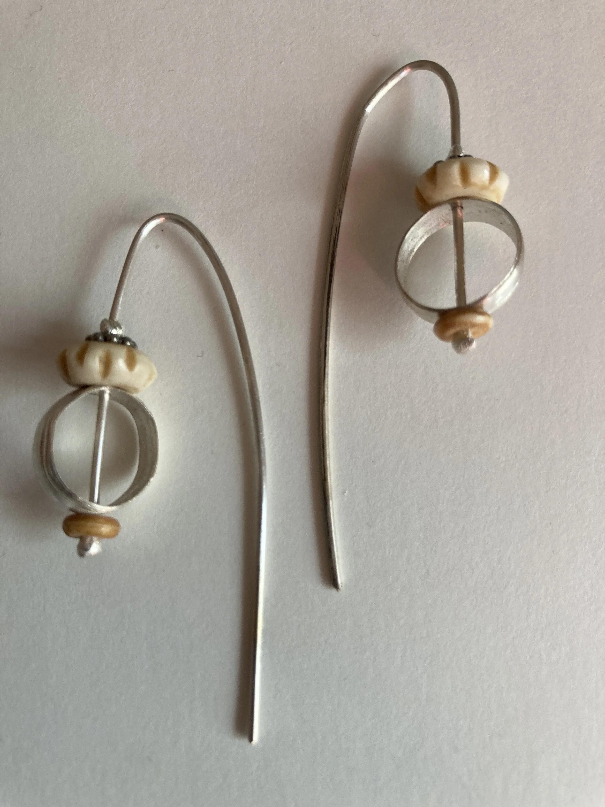 Drop earrings with bone beads
