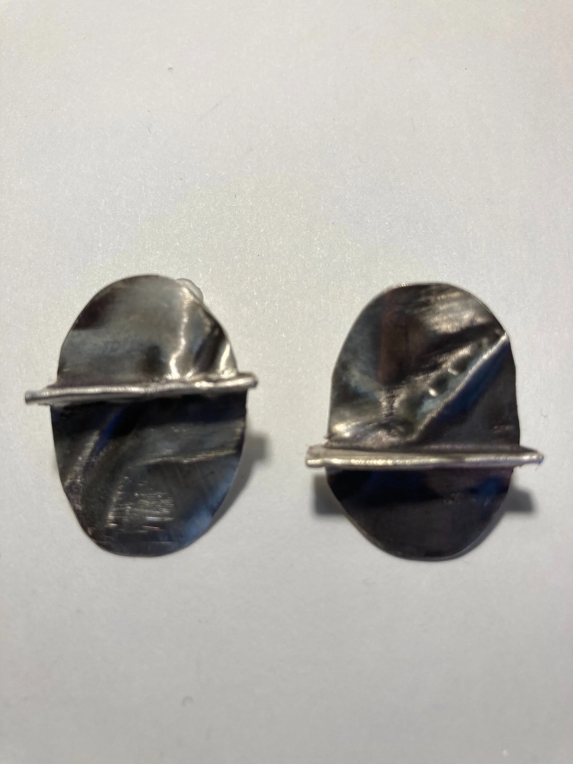 Foldform oval stud earrings