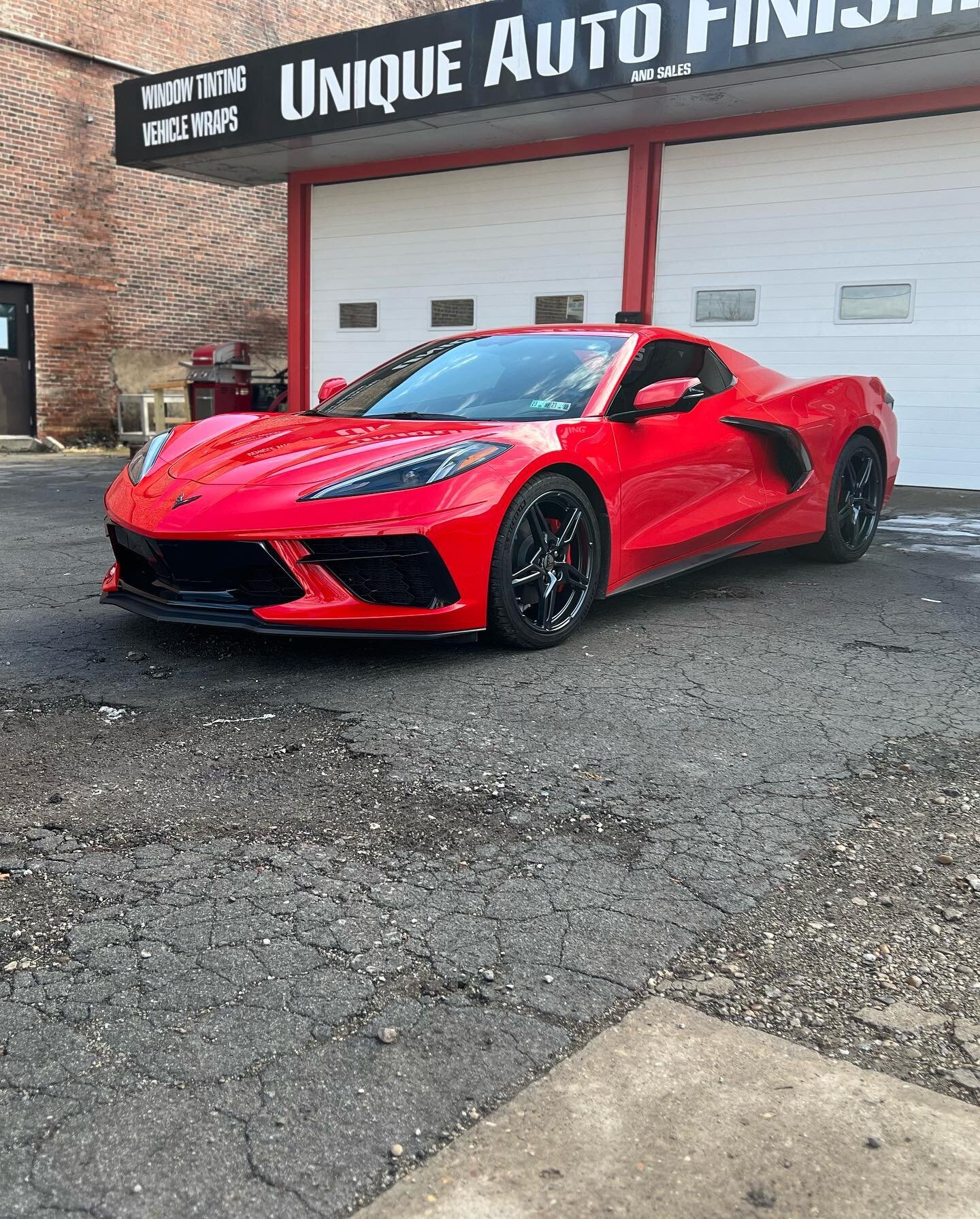 We added some nice finishing touches in hotrod red vinyl to this C8&rsquo;s frunk. #chevrolet #c8stingray #uniqueautofinishing