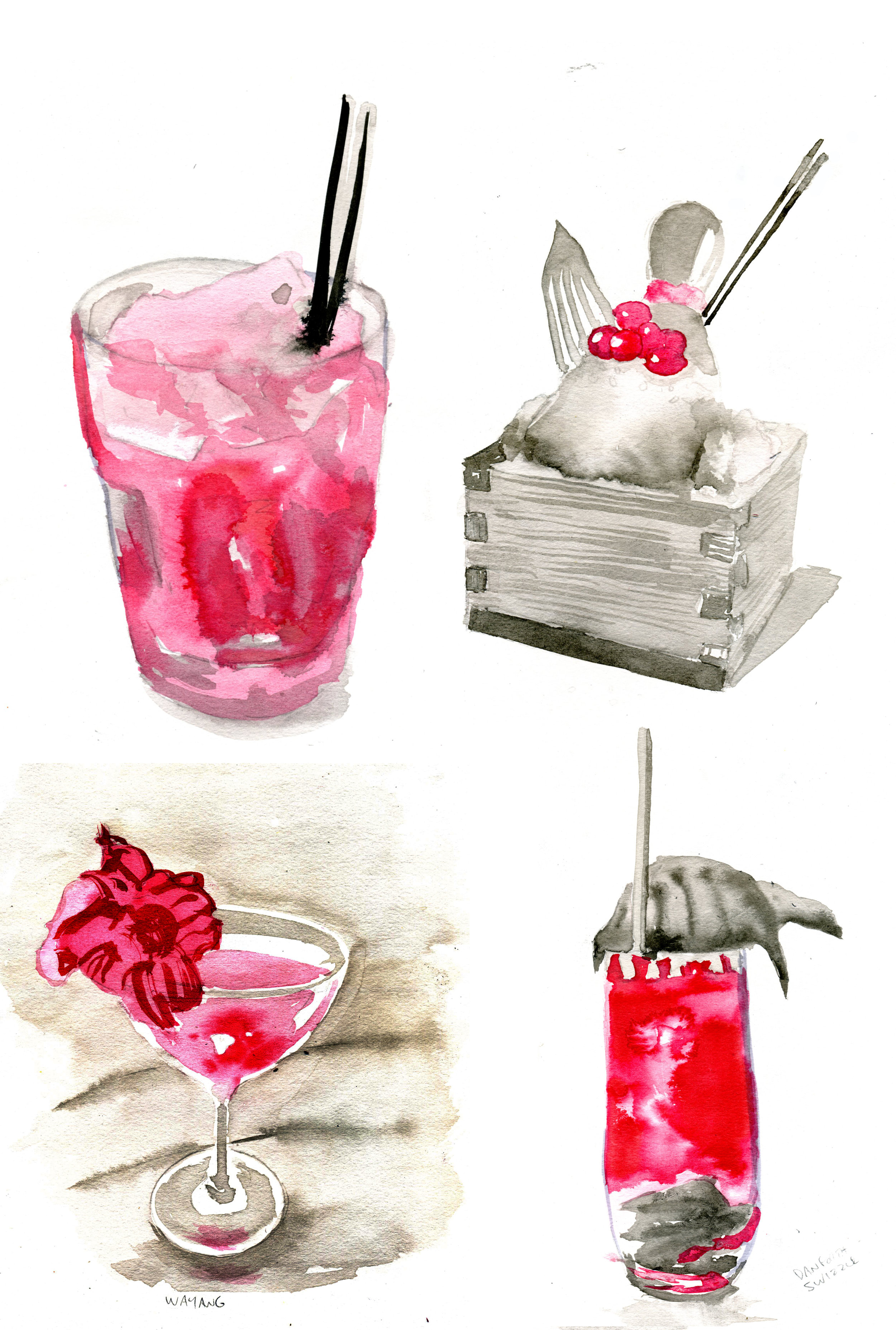  illustrations created for a drinks menu 