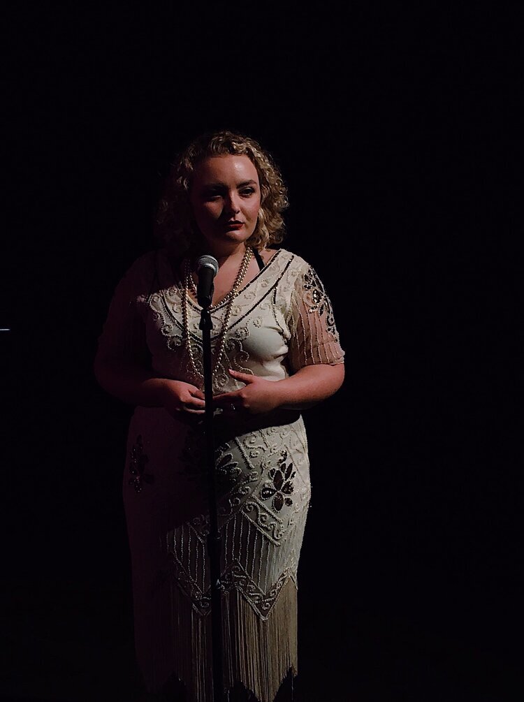 Caitlin in her solo performance ALTER(ED) EGO, where she played Marilyn Monroe, Marion Davies, Marlene Dietrich, as well as herself and her alter ego, Mirabel