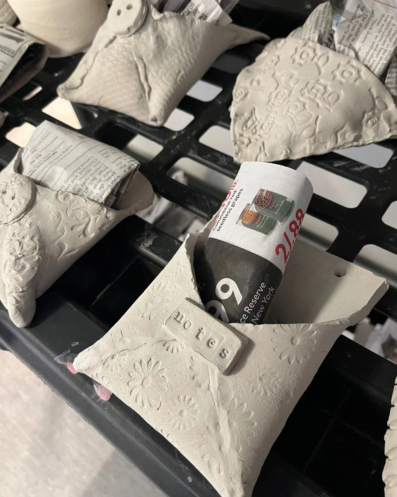 Check out these amazing projects from our ceramic wall pockets class this week! Students will come back on the 12th to glaze them. 

Pottery striking your fancy? Find all our hand building and wheel throwing classes on our website, including two whee