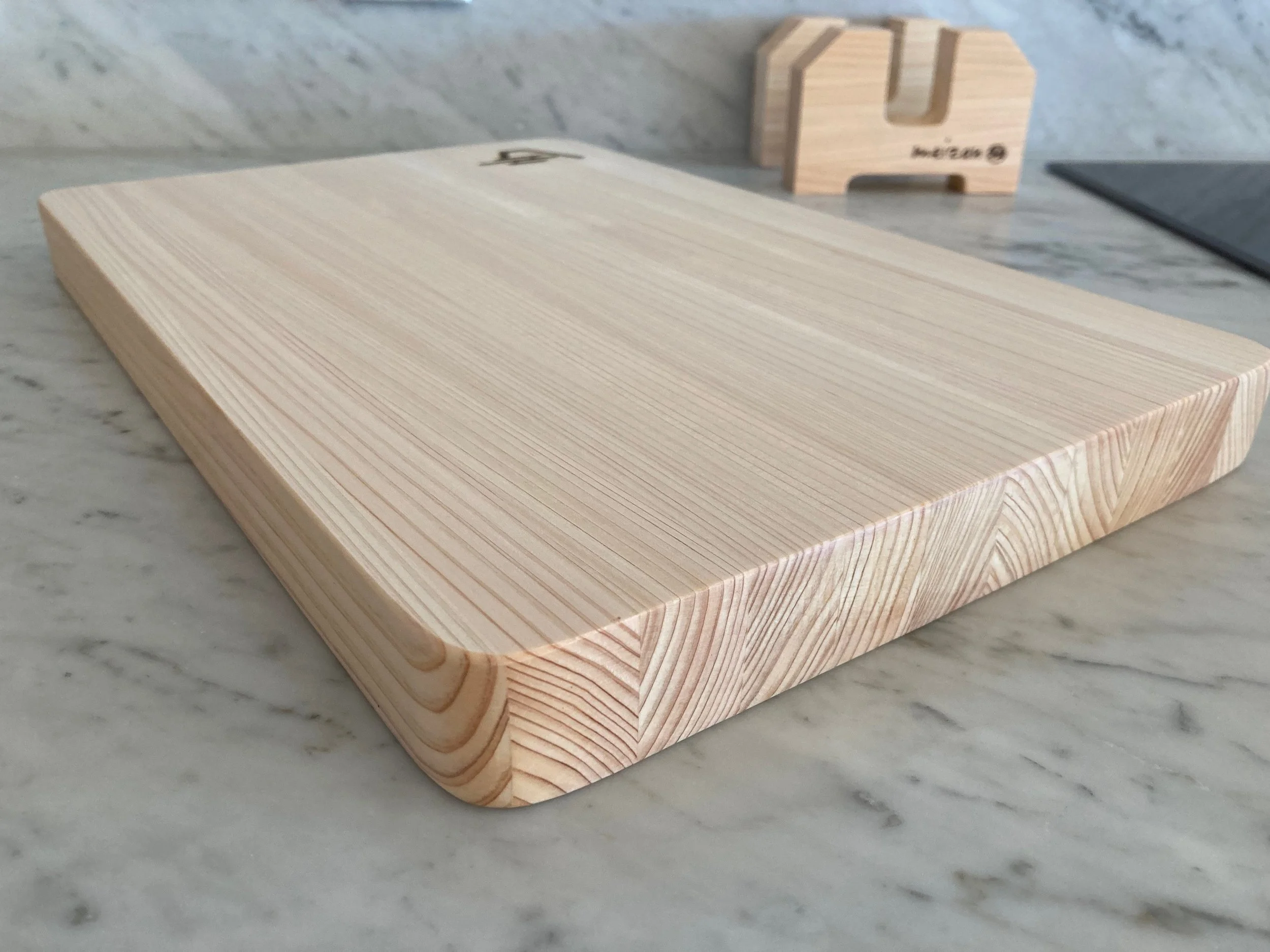 Solid Hinoki Cutting Board, aka "The Sidekick" w/stand (knife NOT included)