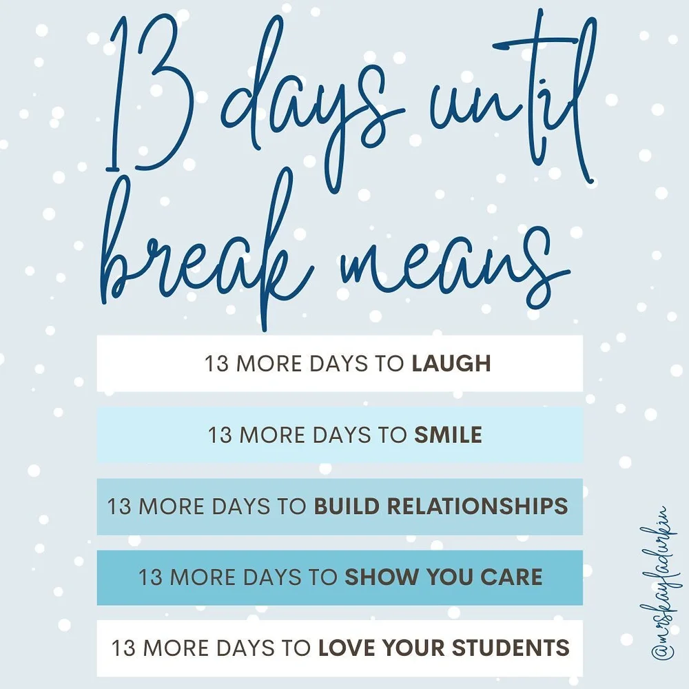 13 ✨ more chances to make a difference 🥰
⁣
#iteachtoo #teacher #teachers #teachersofthegram #teachertip #classroommanagement #teachersofinstagram #teachersfollowteachers #teach #teacherinspiration #teacherselfcaresunday #teacherlife #teacherblogger 